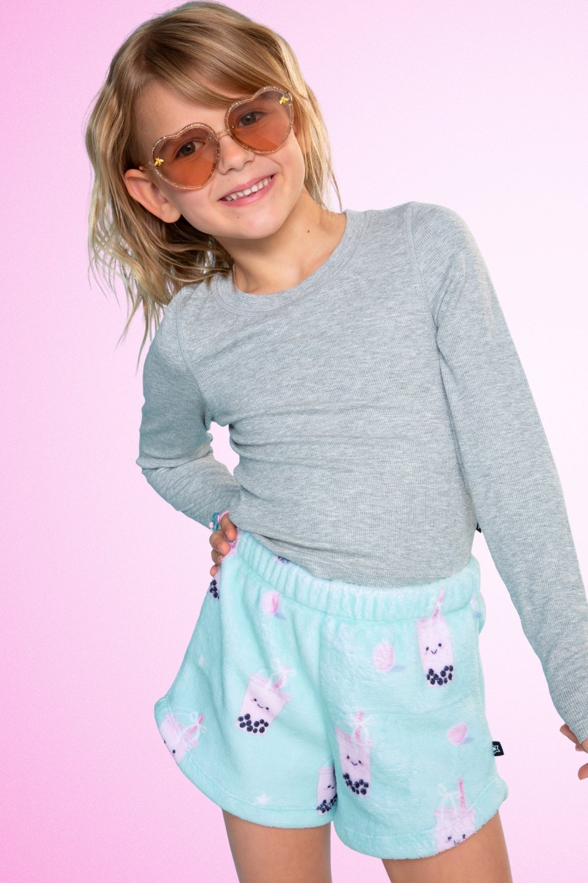 Fuzzy Plush Dolphin Short - Pink Moon Stars
