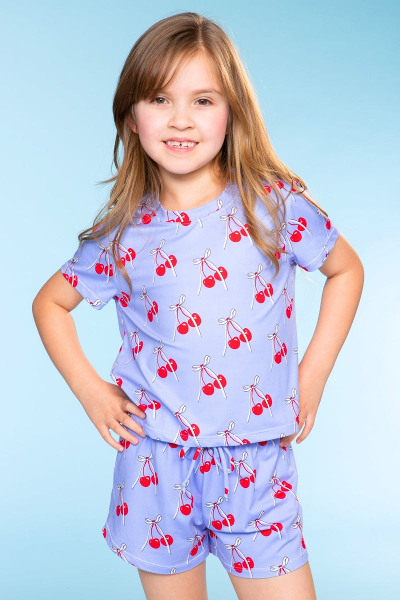 Simply Soft Easy Tee & Dolphin Short - Neon Purple Cherry