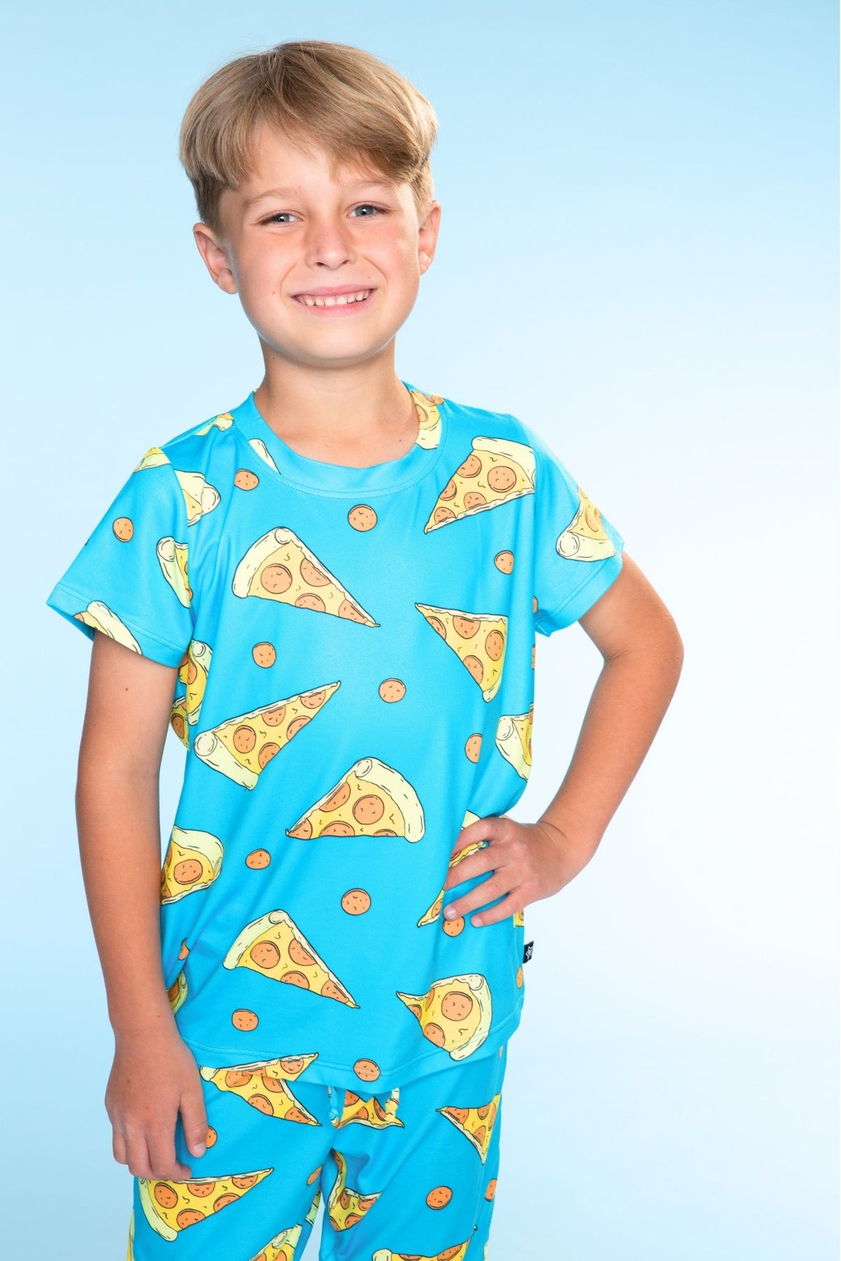 Simply Soft Short Sleeve Tee & Lounge Short - Blue Pizza