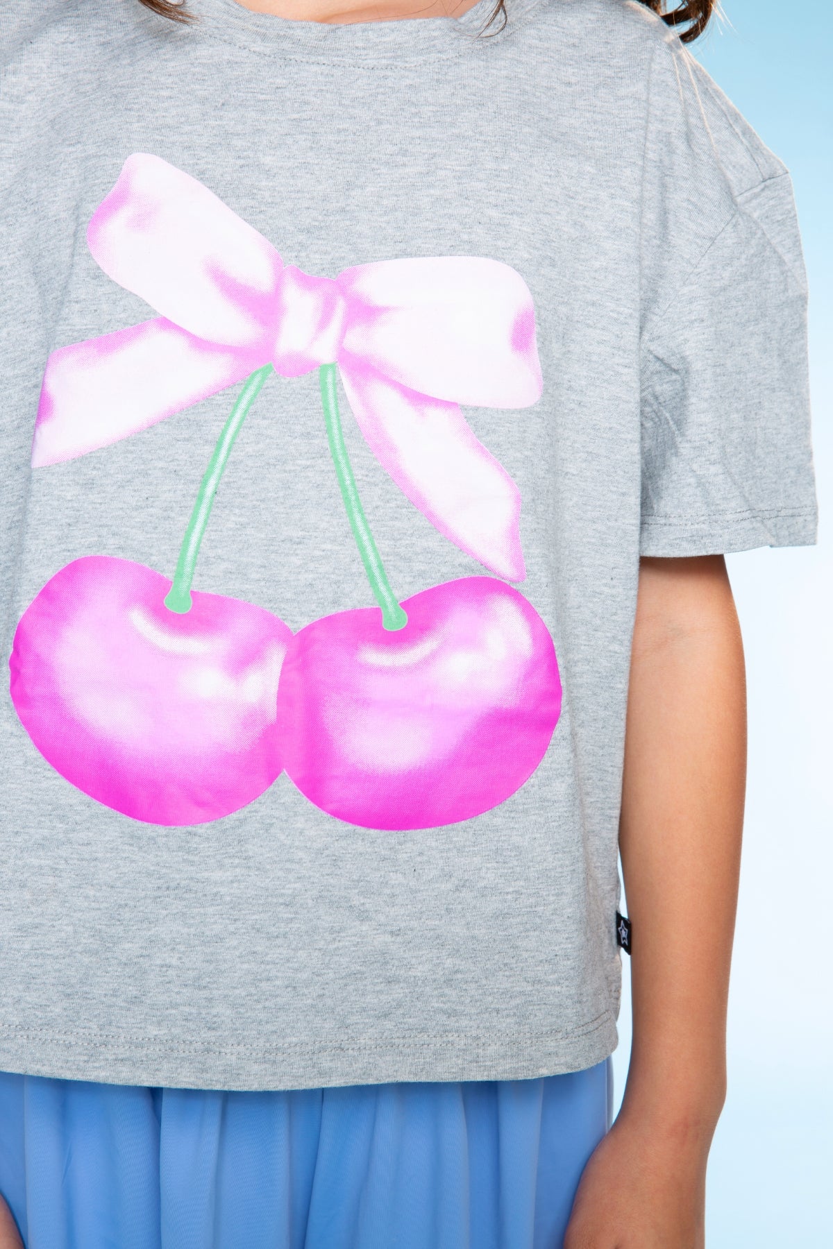 Washed Cotton Drop Shoulder Tee - Heather Grey Rainbow Drip