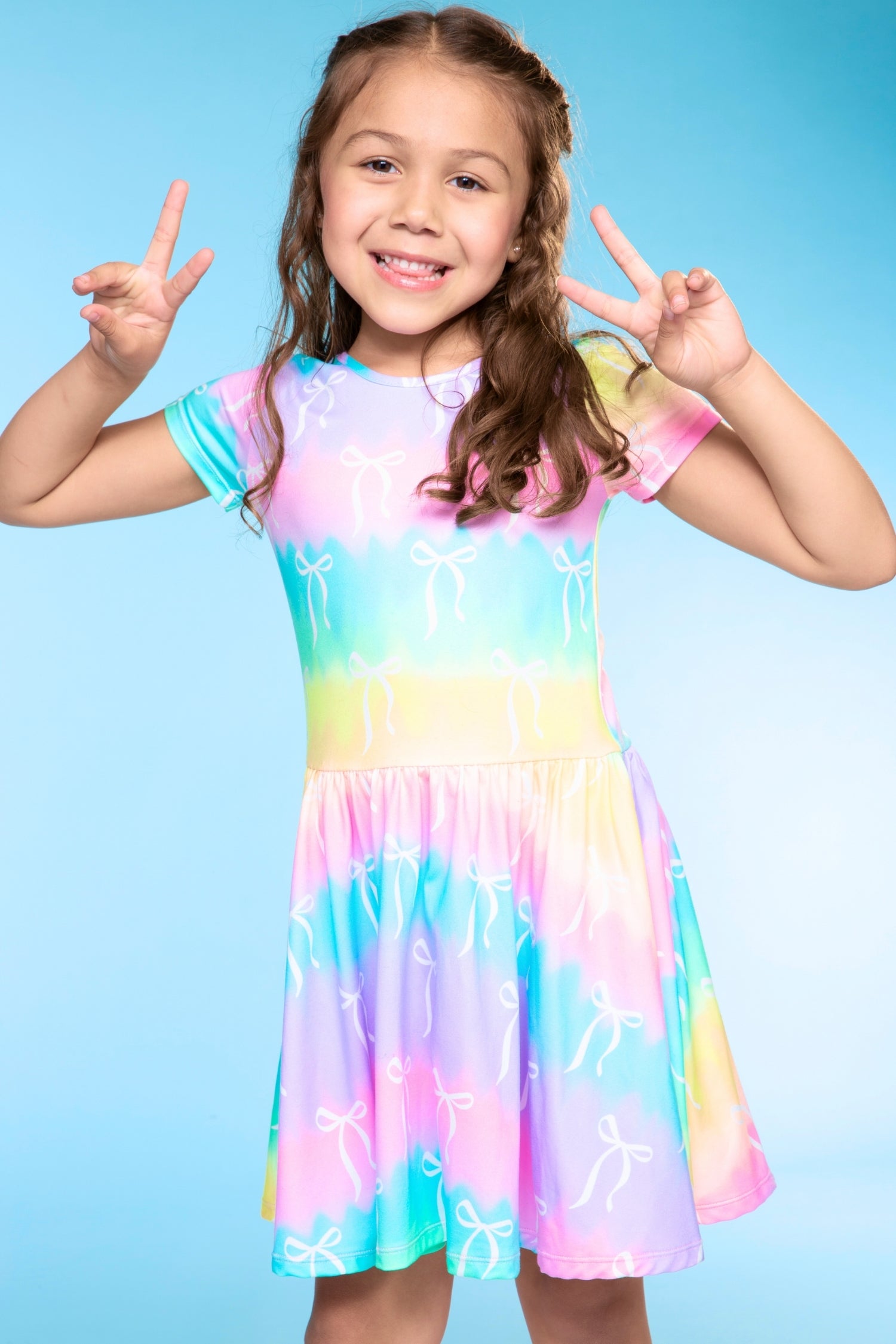 Simply Soft Short Sleeve Be Happy Dress - Tie Dye Rainbow Donuts