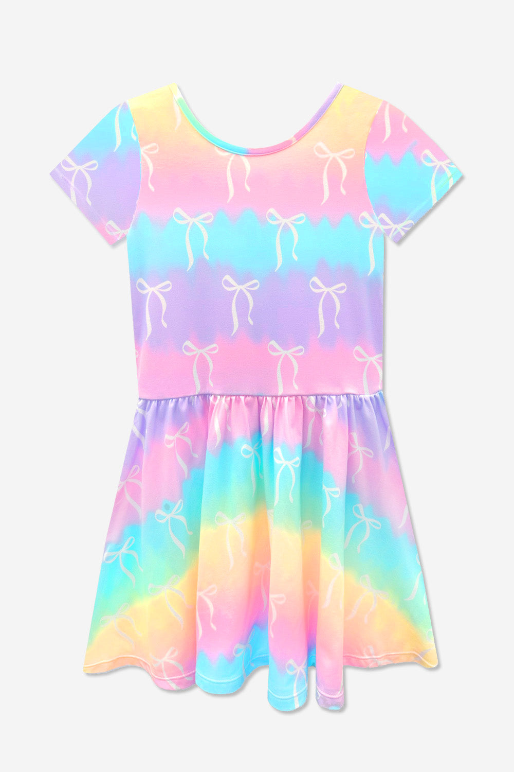 Simply Soft Short Sleeve Be Happy Dress - Tie Dye Rainbow Donuts