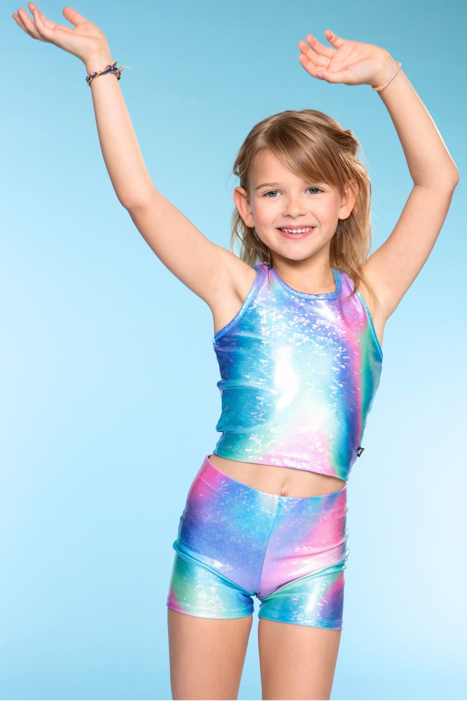 High Shine Cropped Racerback Tank & Tumble Short - Black Lollipops