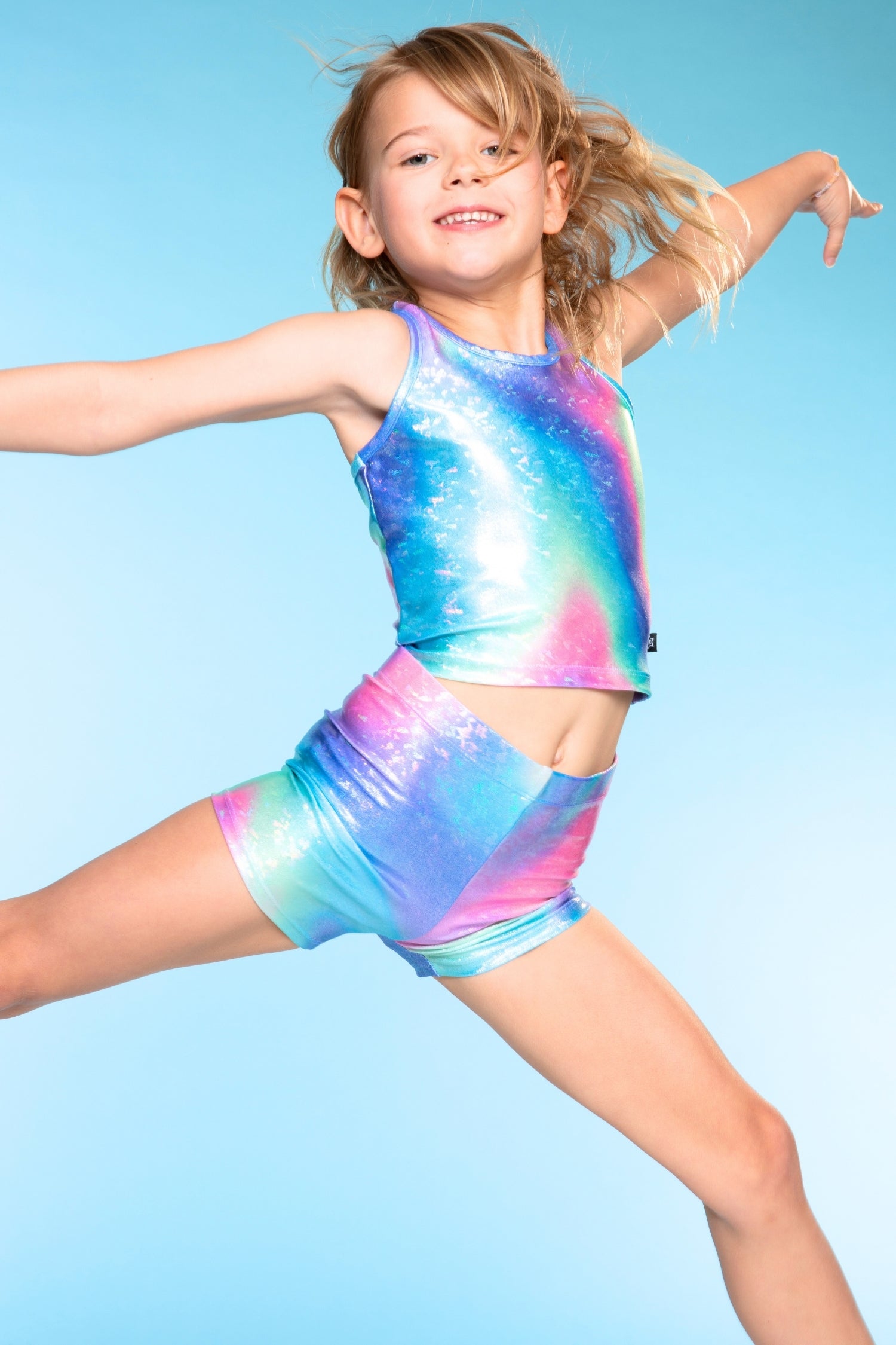 High Shine Cropped Racerback Tank & Tumble Short - Black Lollipops