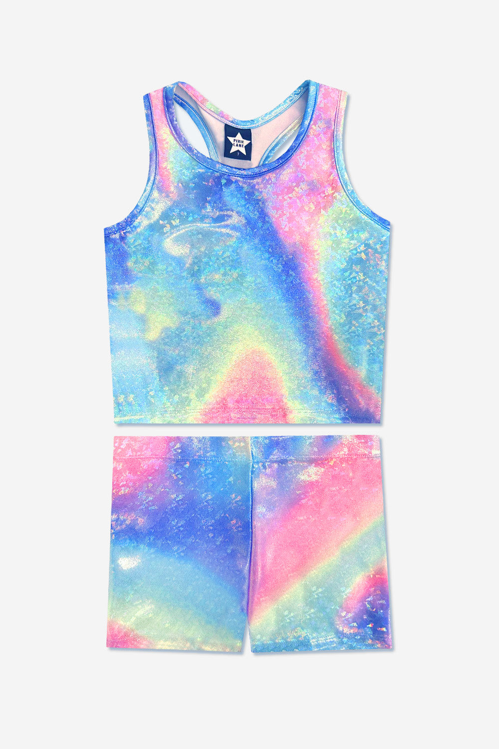 High Shine Cropped Racerback Tank & Tumble Short - Black Lollipops