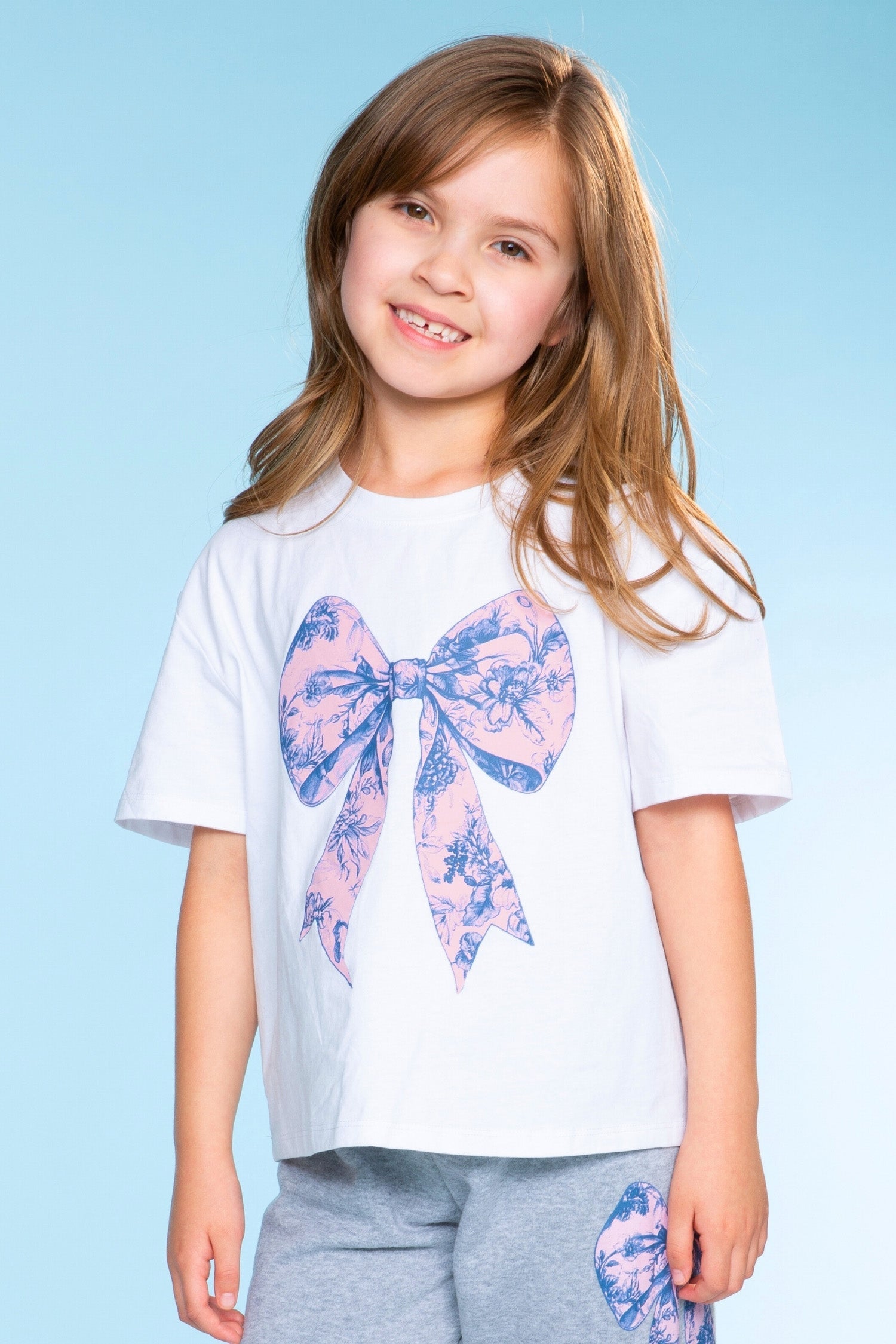 Washed Cotton Drop Shoulder Tee - Heather Grey Rainbow Drip