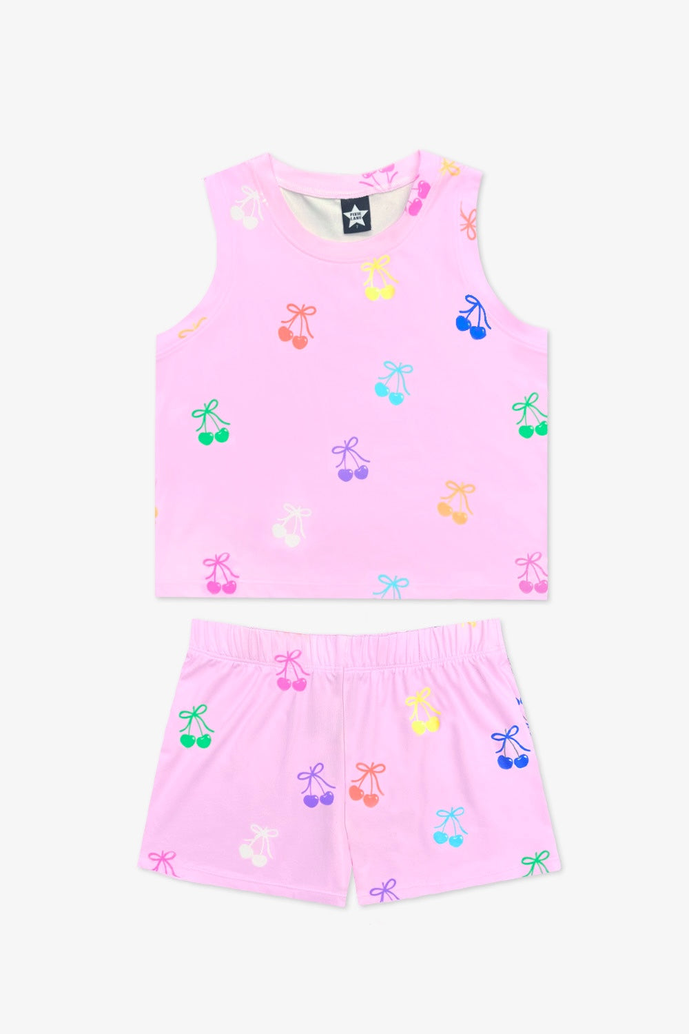 Simply Soft Sleeveless Easy Tank & Dolphin Short - Pink Rainbow Cherries
