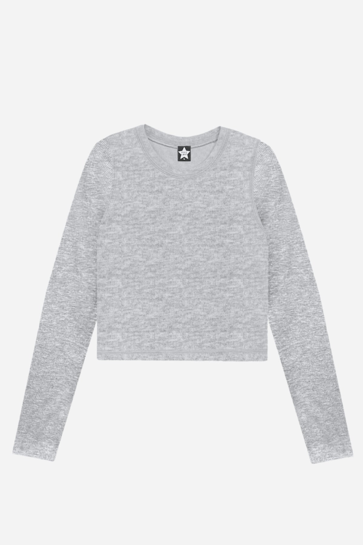 Ultra-Soft Ribbed Long Sleeve Fitted Tee - Heather Grey