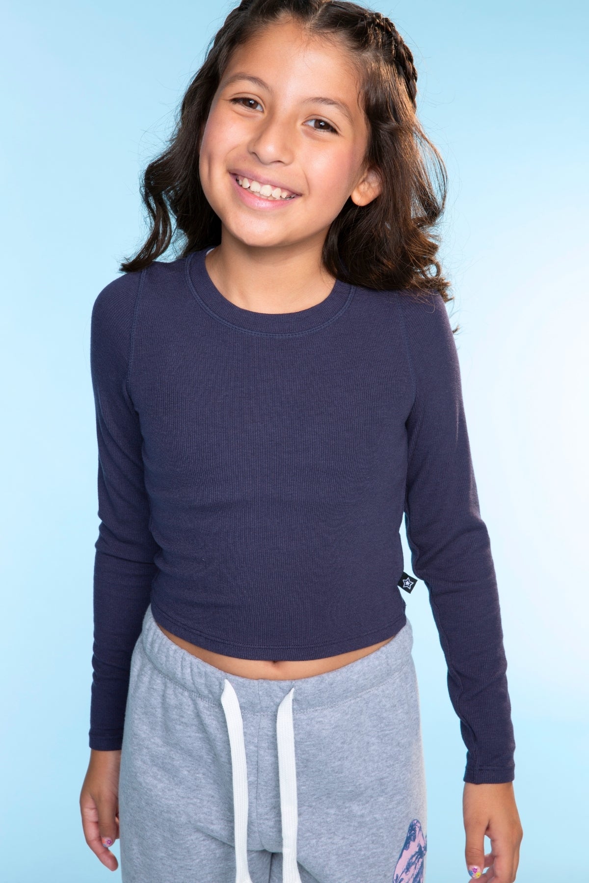 Ultra-Soft Ribbed Long Sleeve Fitted Tee - Heather Grey
