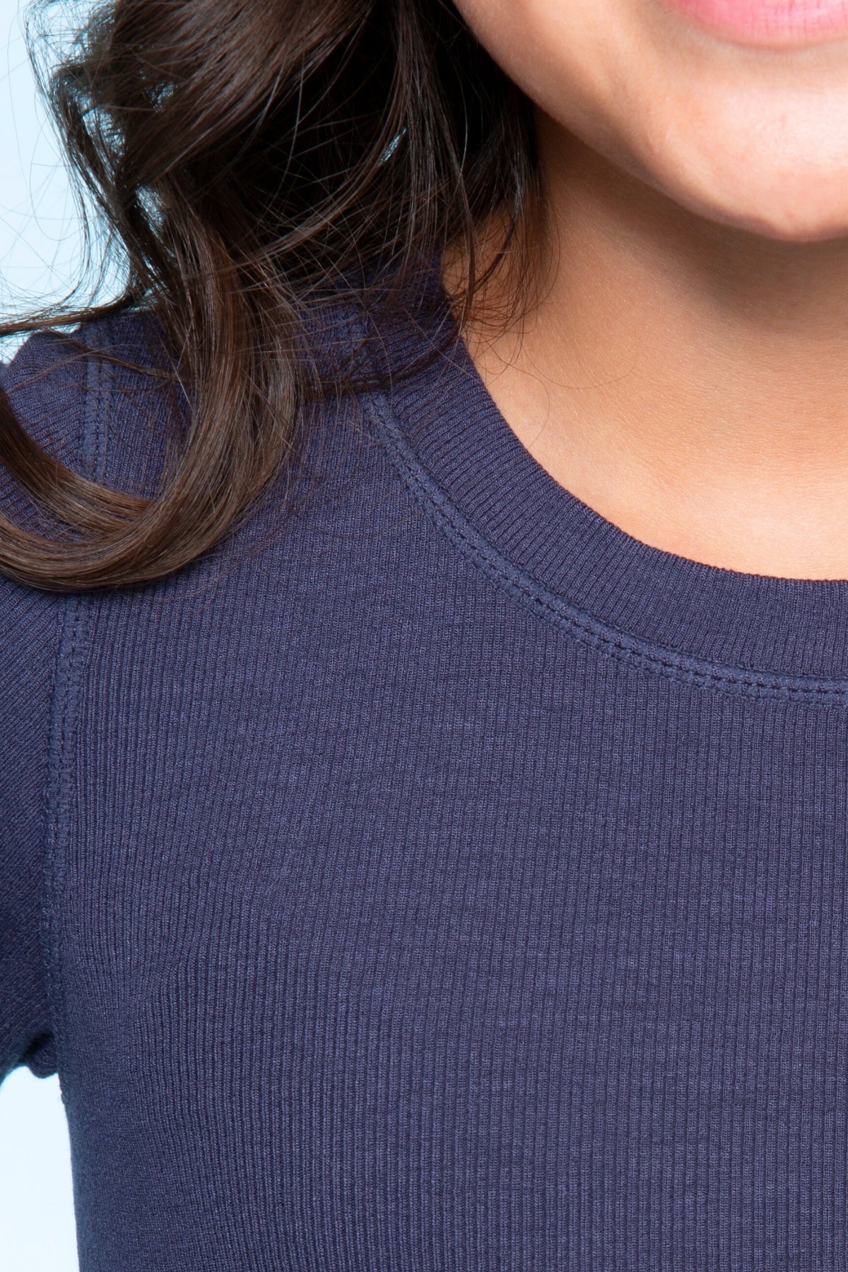 Ultra-Soft Ribbed Long Sleeve Fitted Tee - Heather Grey