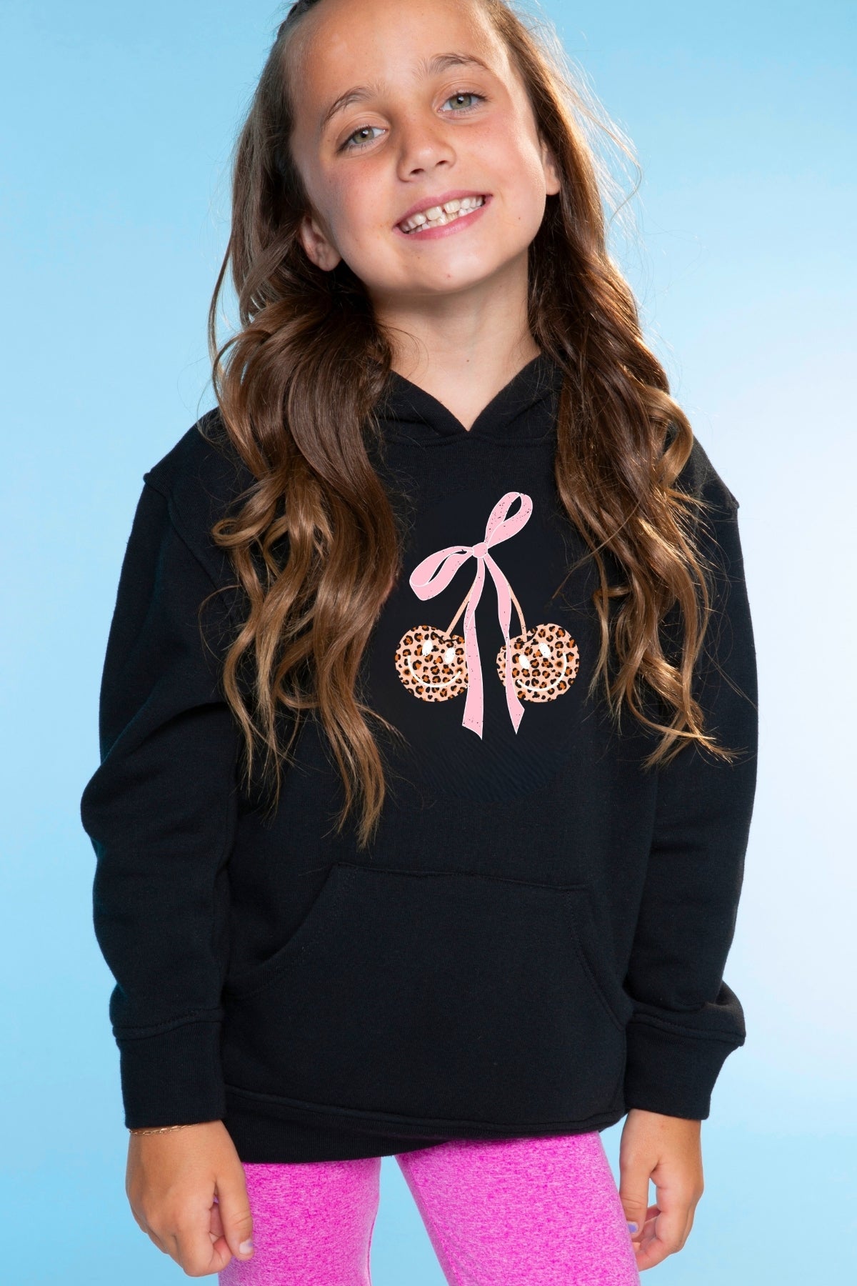 Cotton Soft Oversized Long Sleeve Hoodie - Black Leopard Cherry