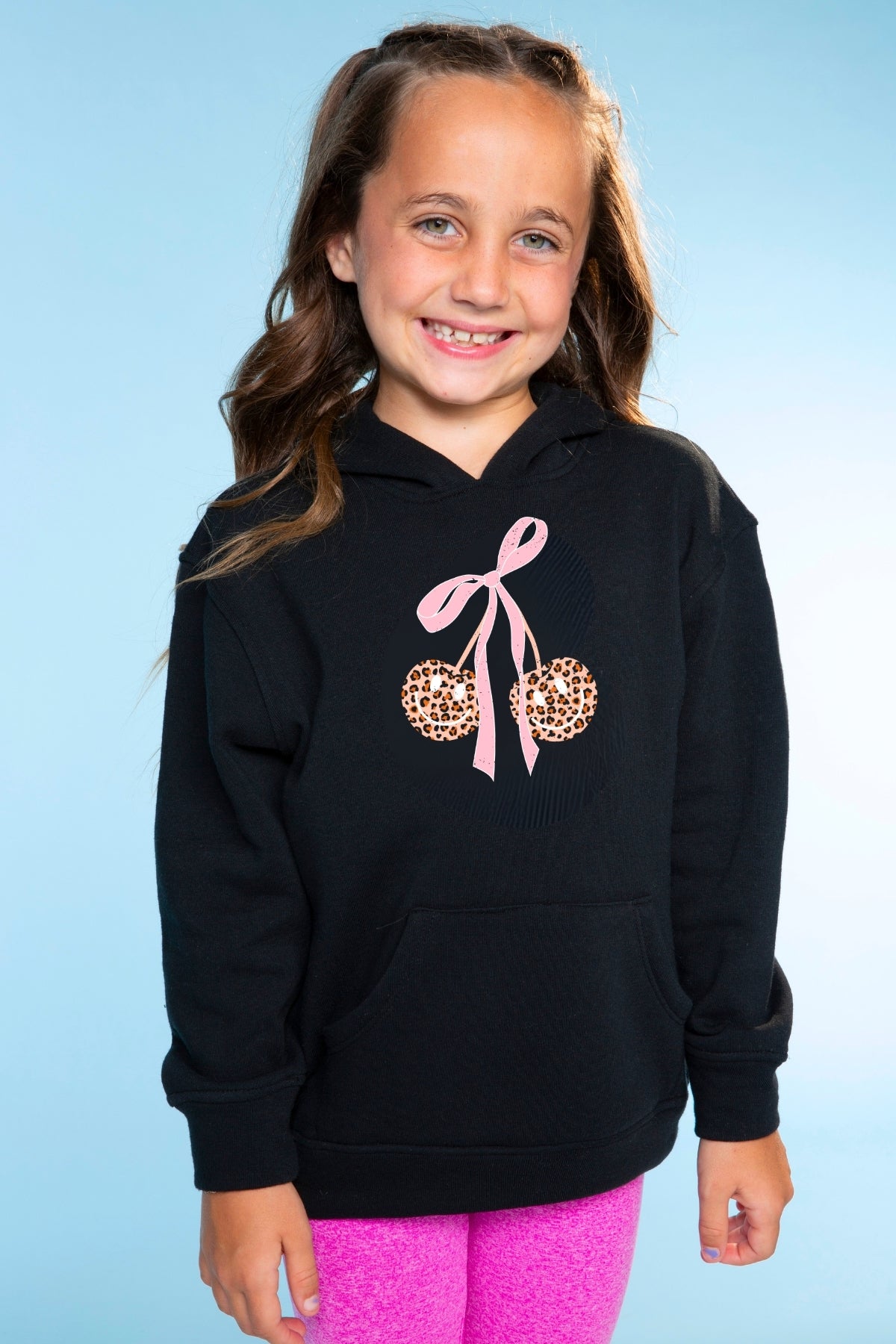 Cotton Soft Oversized Long Sleeve Hoodie - Black Leopard Cherry