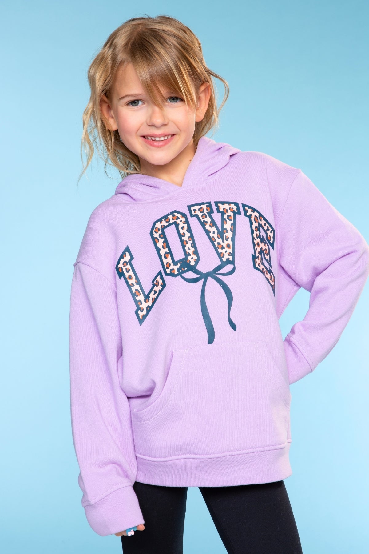 Cotton Soft Oversized Long Sleeve Hoodie - Black Leopard Cherry