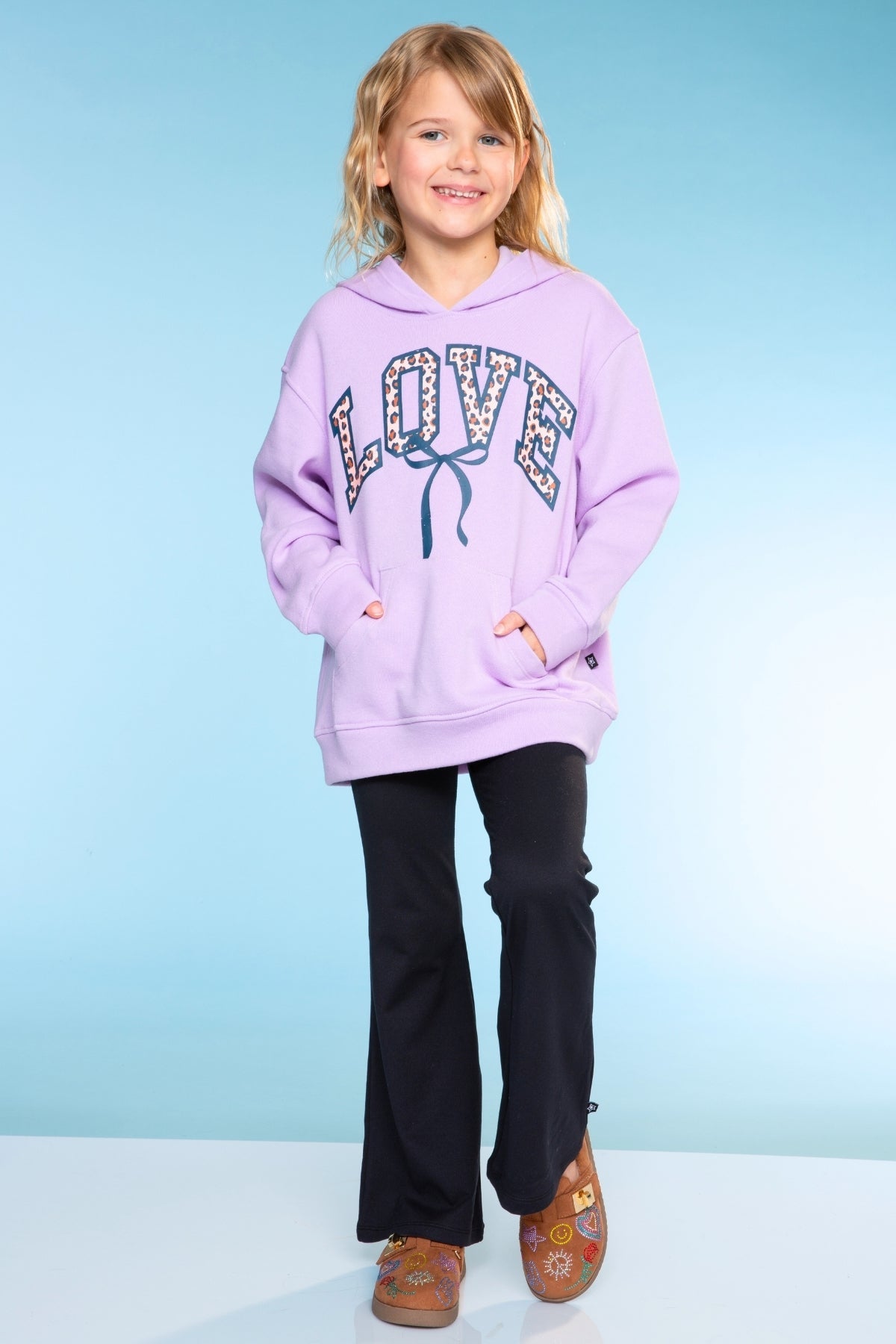 Cotton Soft Oversized Long Sleeve Hoodie - Black Leopard Cherry