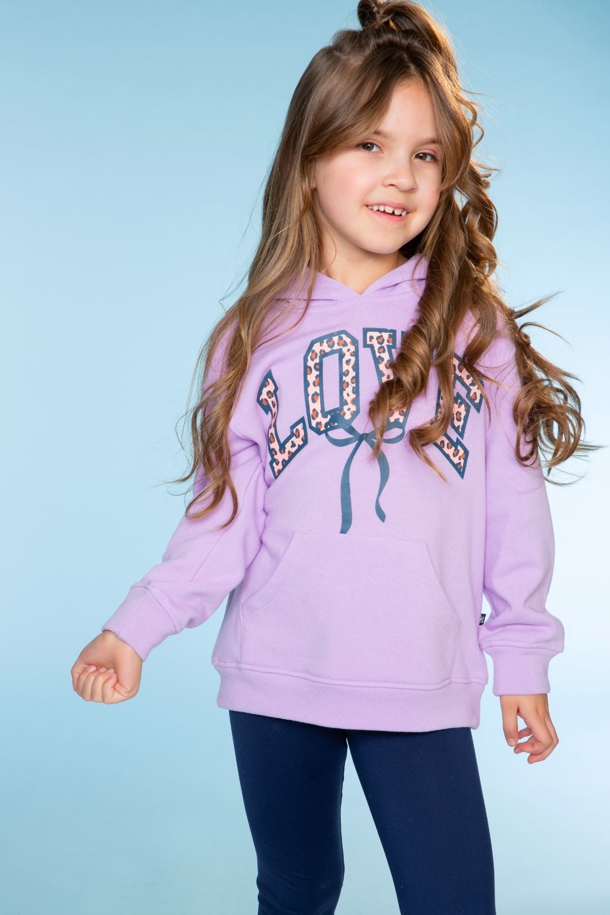 Cotton Soft Oversized Long Sleeve Hoodie - Black Leopard Cherry