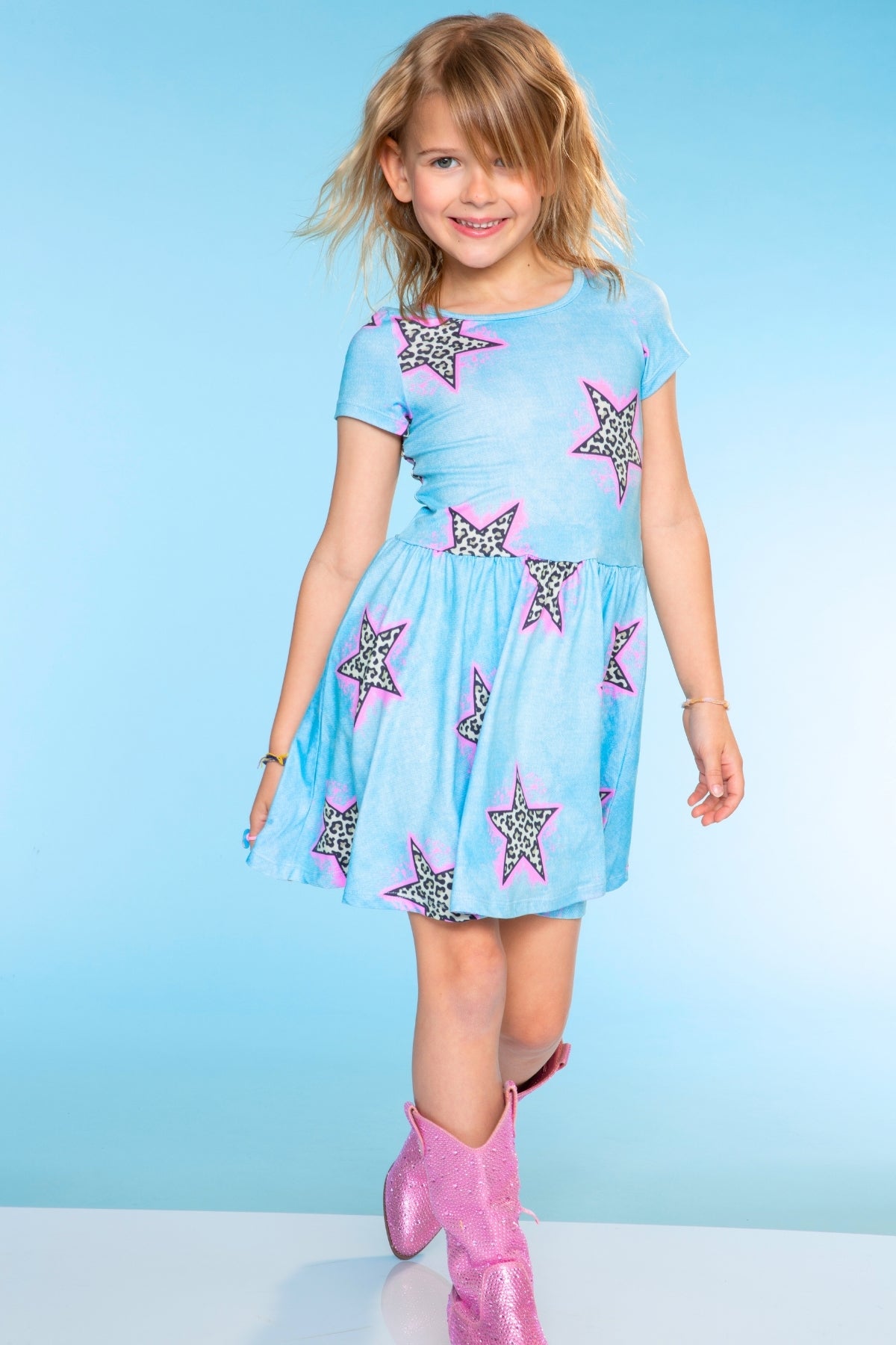Simply Soft Short Sleeve Be Happy Dress - Tie Dye Rainbow Donuts