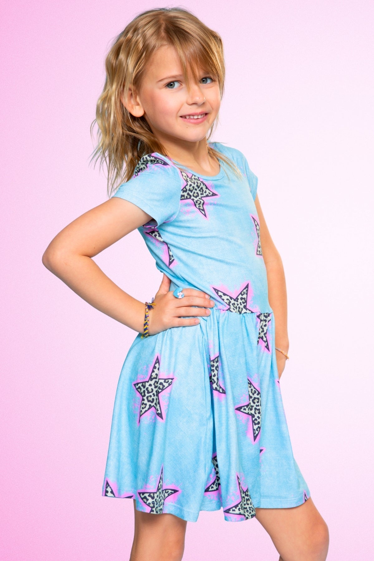Simply Soft Short Sleeve Be Happy Dress - Tie Dye Rainbow Donuts