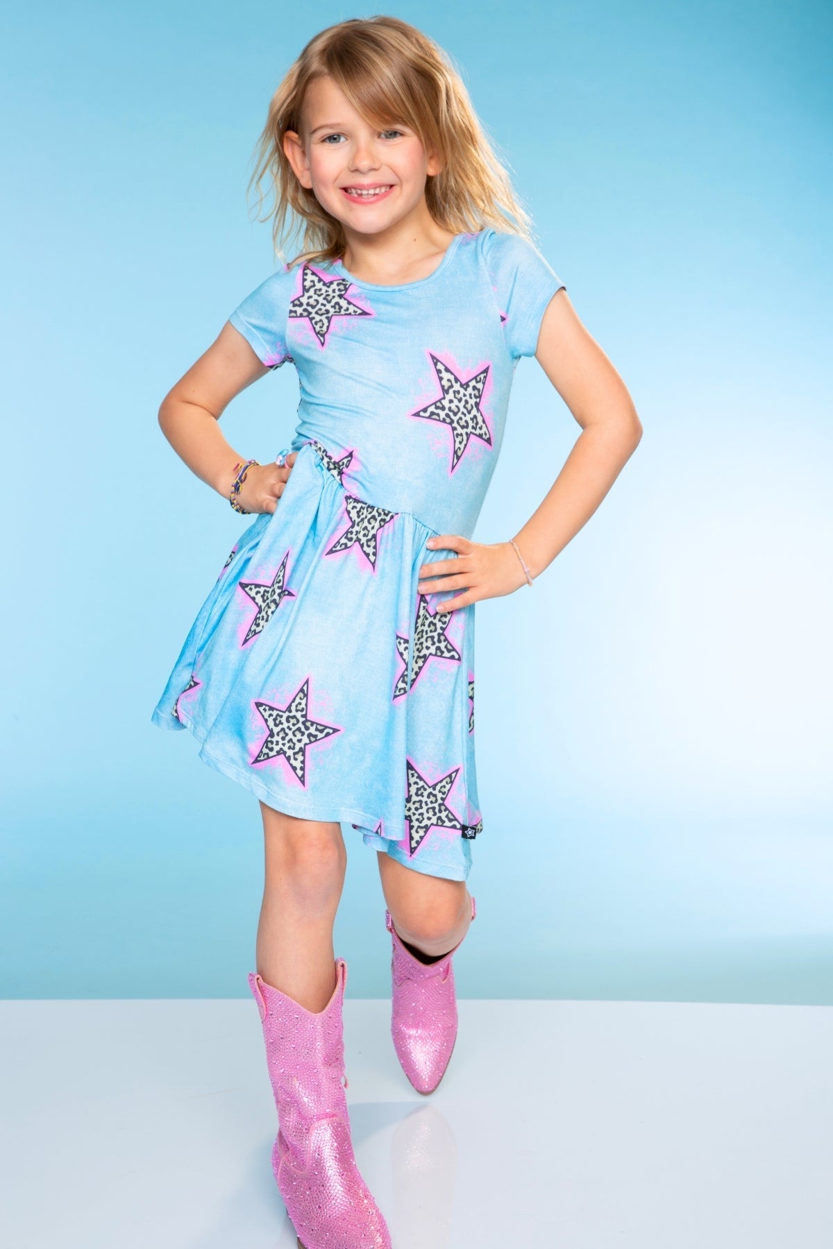 Simply Soft Short Sleeve Be Happy Dress - Tie Dye Rainbow Donuts