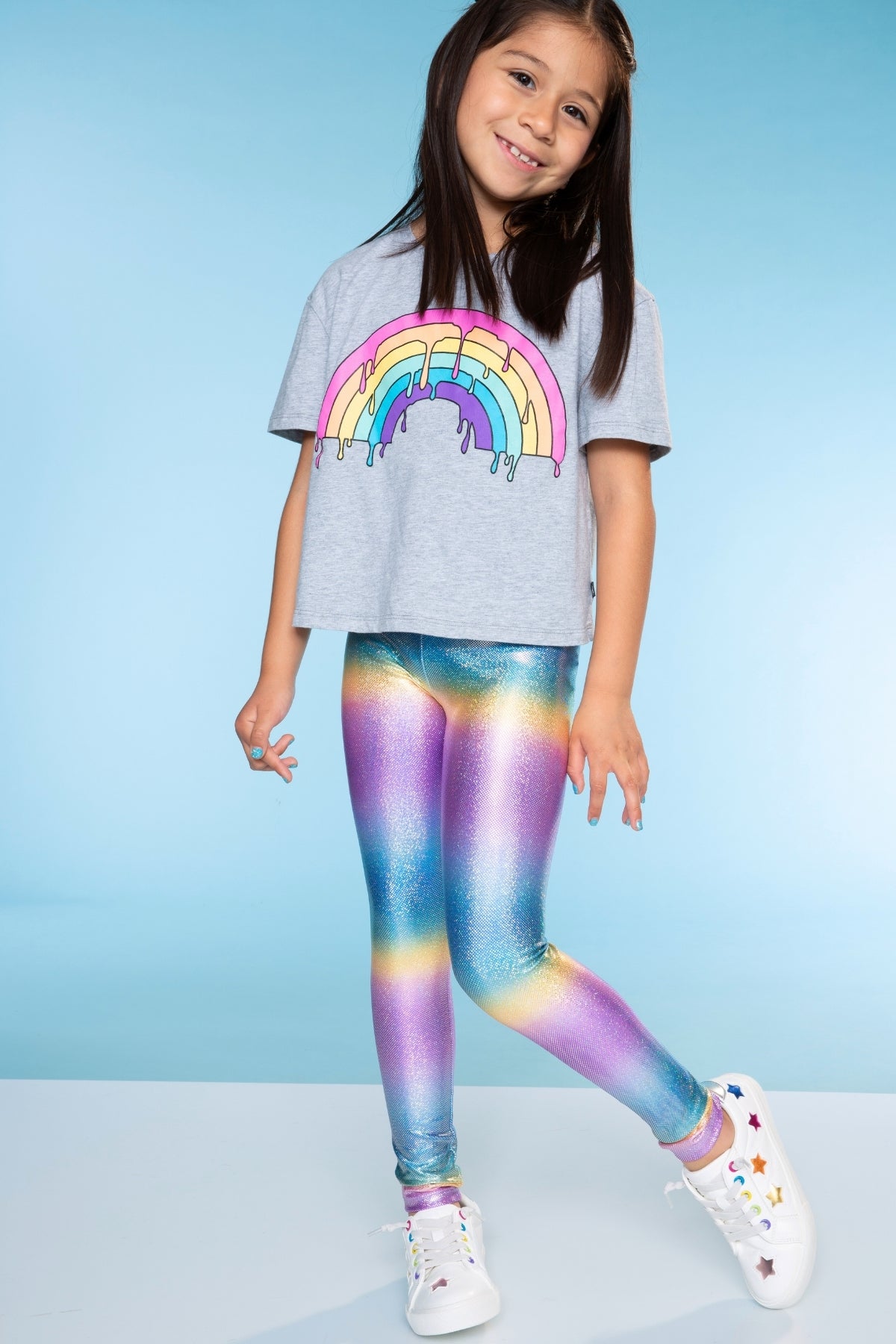 Glitter Foil High Shine Legging - Black Sparkle Rainbow Gummy Bear