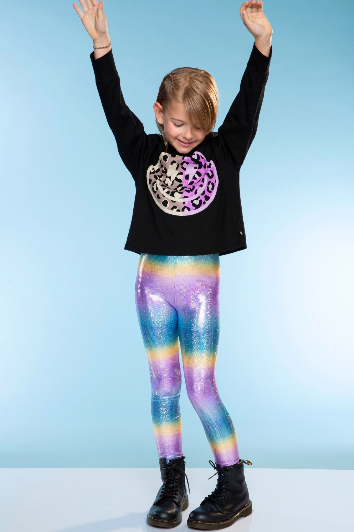 Glitter Foil High Shine Legging - Black Sparkle Rainbow Gummy Bear