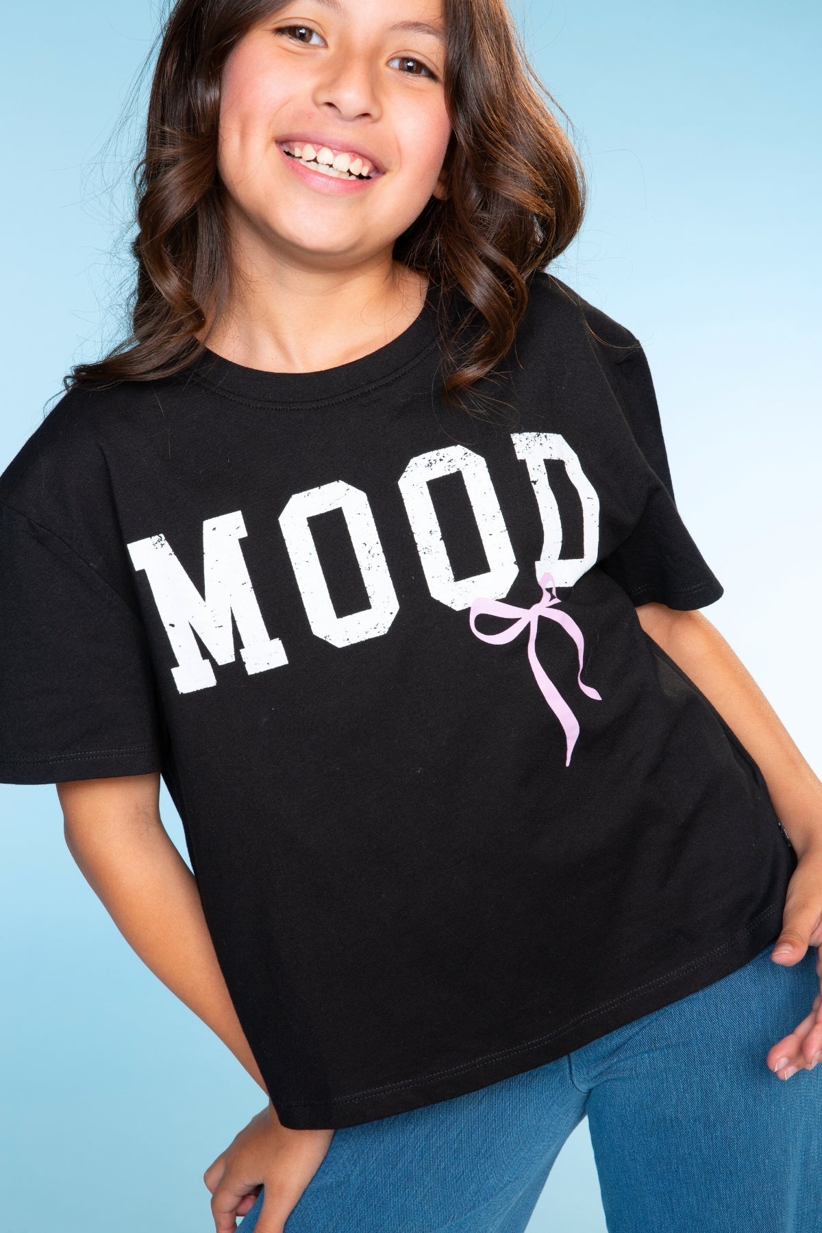 Washed Cotton Drop Shoulder Tee - Heather Grey Rainbow Drip