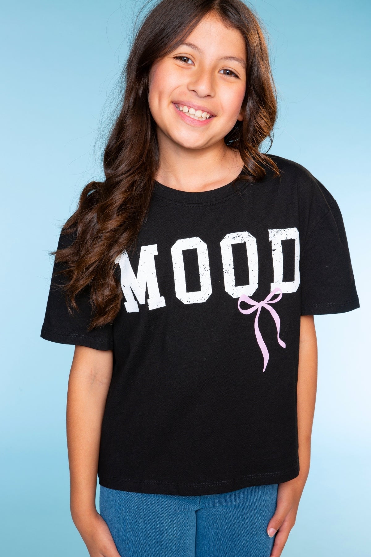 Washed Cotton Drop Shoulder Tee - Heather Grey Rainbow Drip