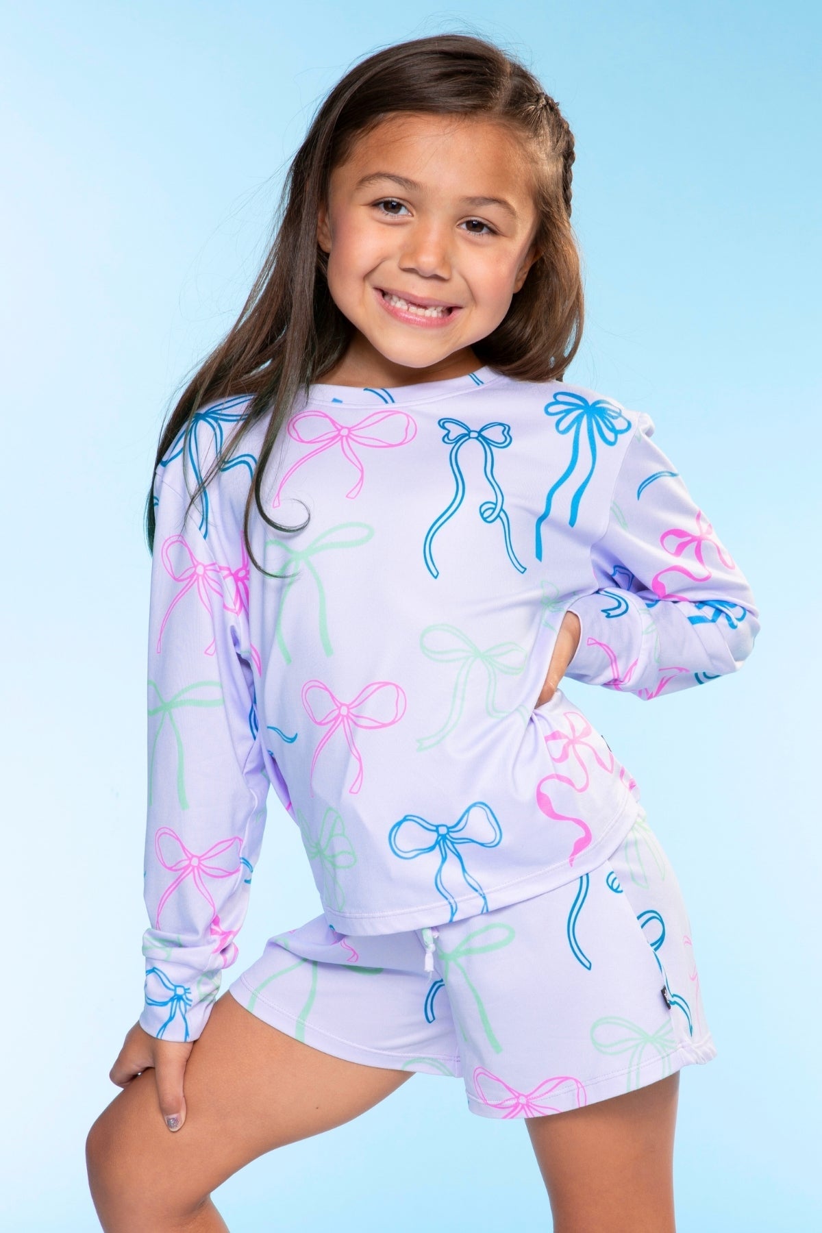 Simply Soft Long Sleeve Easy Tee & Dolphin Short - Ivory Floral Bow - NEW!