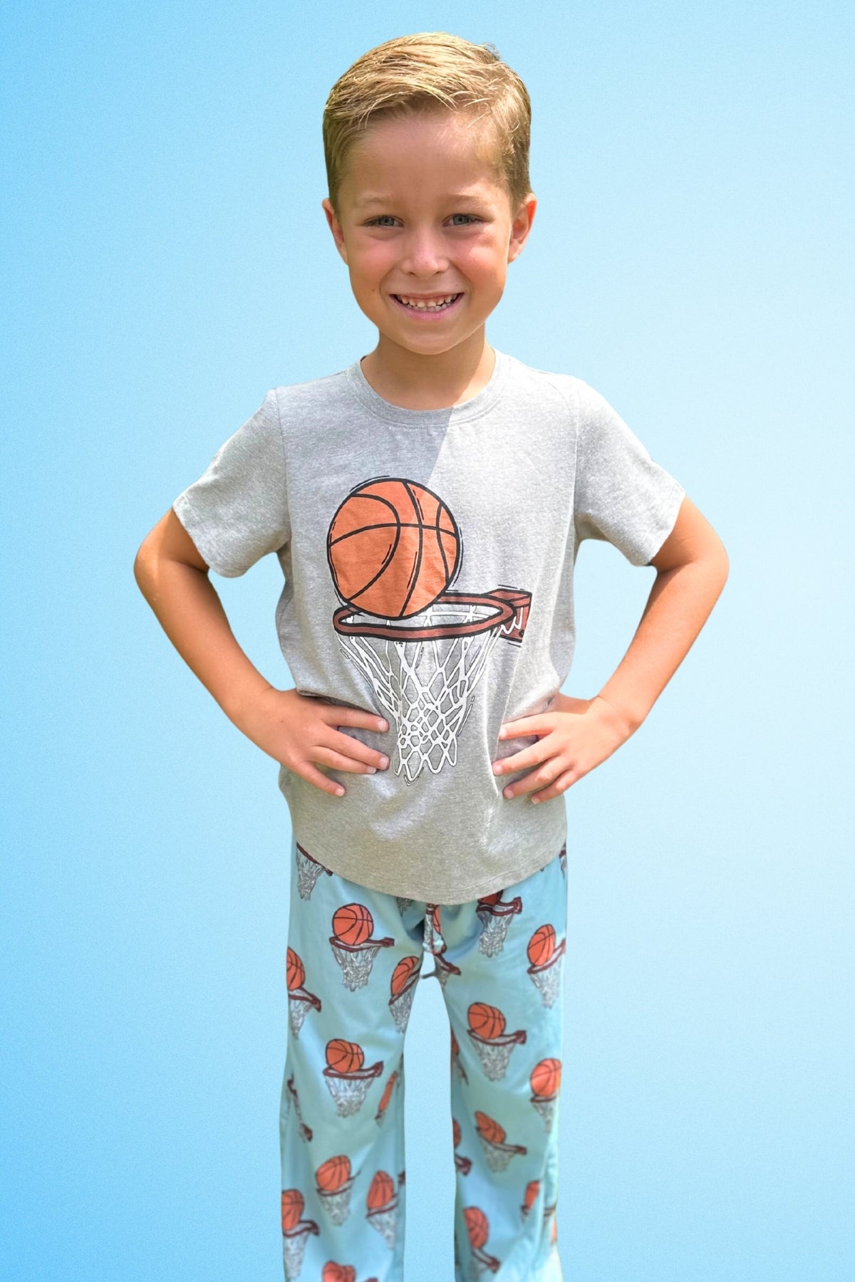 Triblend Graphic Tee & Simply Soft Karate Pant - Black Grey Cousin Crew Smile