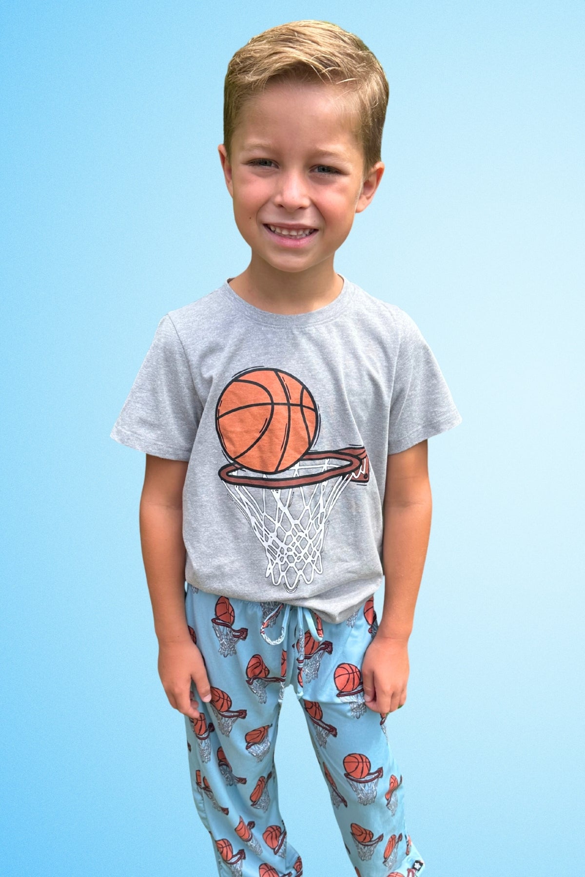 Triblend Graphic Tee & Simply Soft Karate Pant - Black Grey Cousin Crew Smile