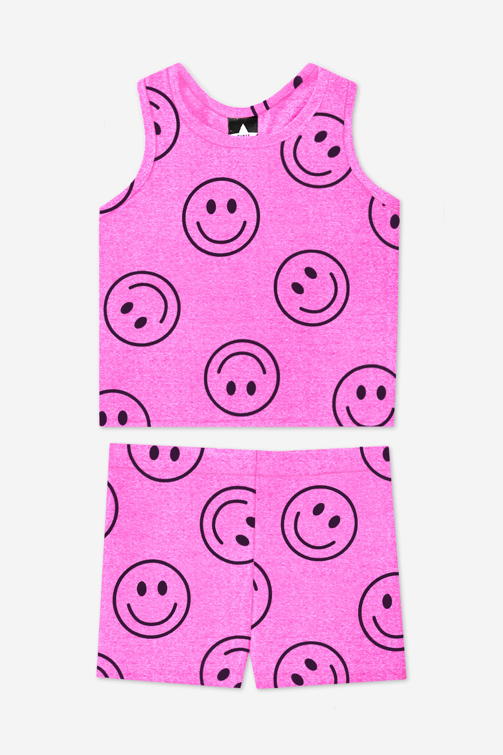 Simply Soft Luxe Cropped Racerback Tank & Tumble Short - Light Blue Smile Star