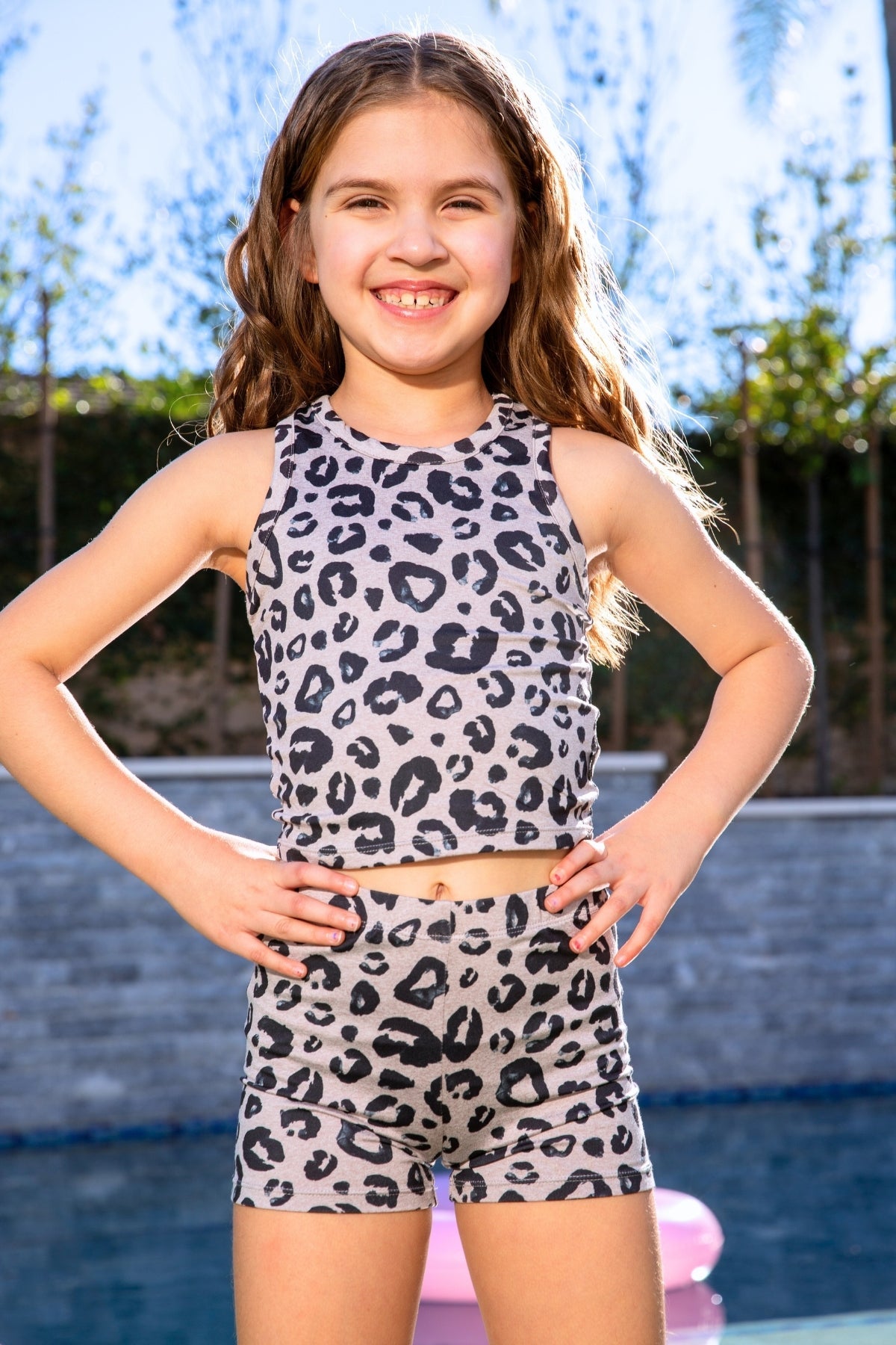 Simply Soft Luxe Cropped Racerback Tank & Tumble Short - Light Blue Smile Star