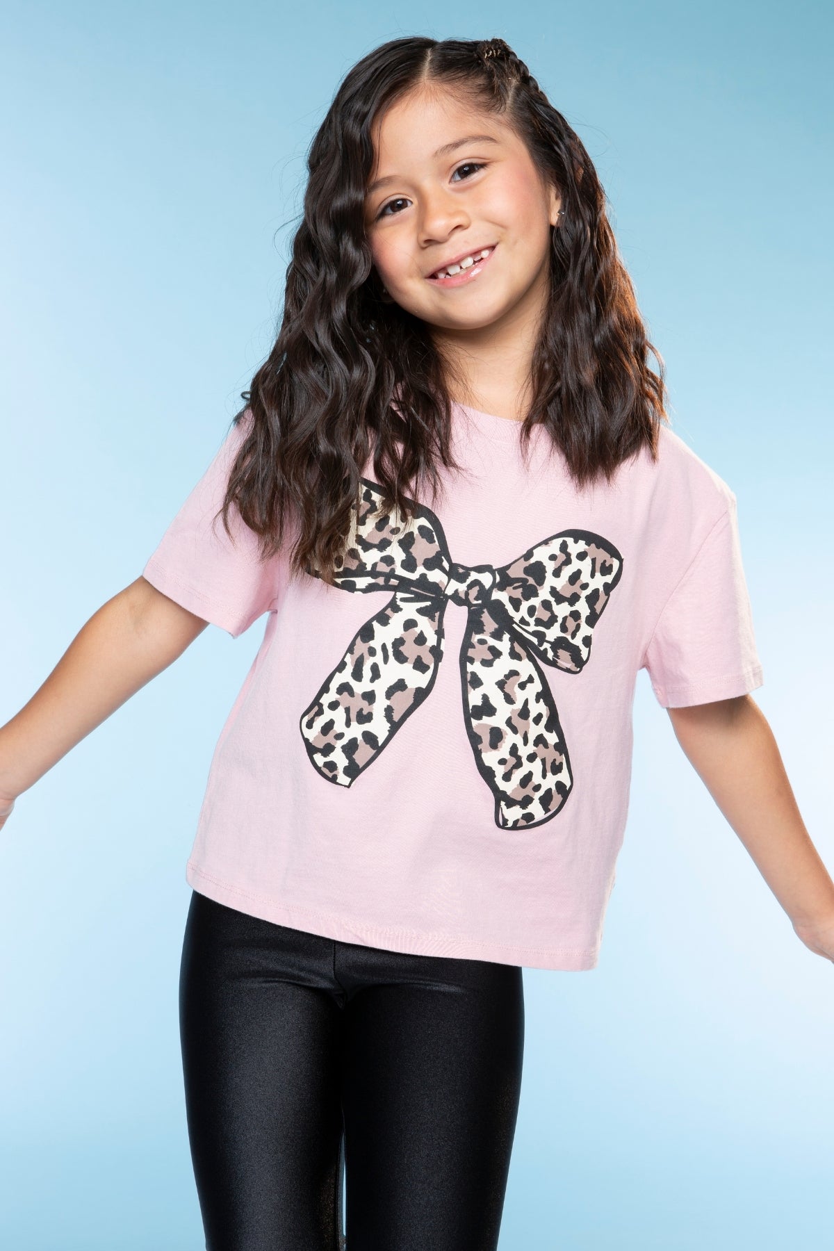 2-Pack Washed Cotton Drop Shoulder Tee - Cream Denim Leopard Heart | Light Blue Vintage Daisy