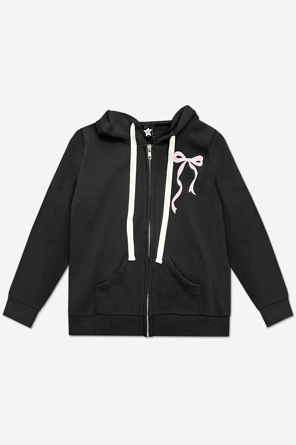 Cotton Soft French Terry Easy Zip Hoodie - Latte Leopard Bow