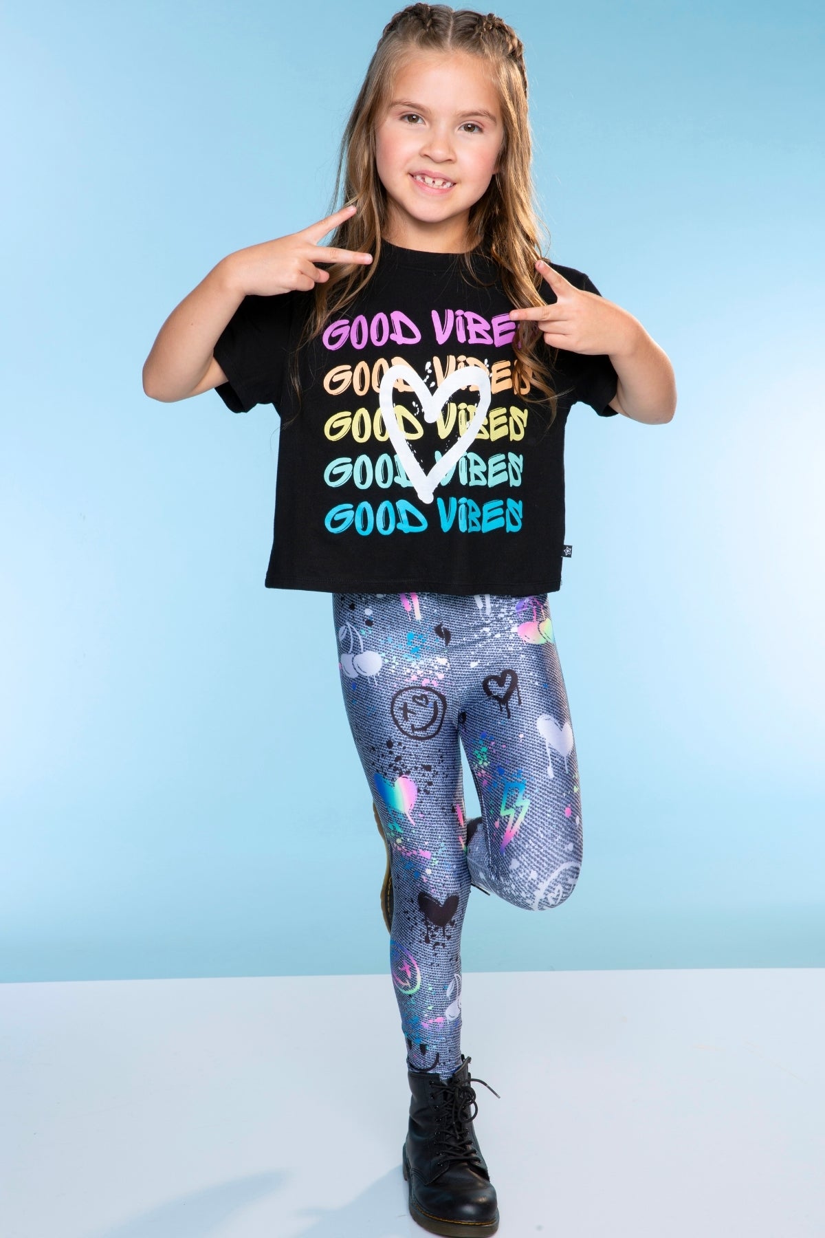 High Shine Long Legging - Black Stars