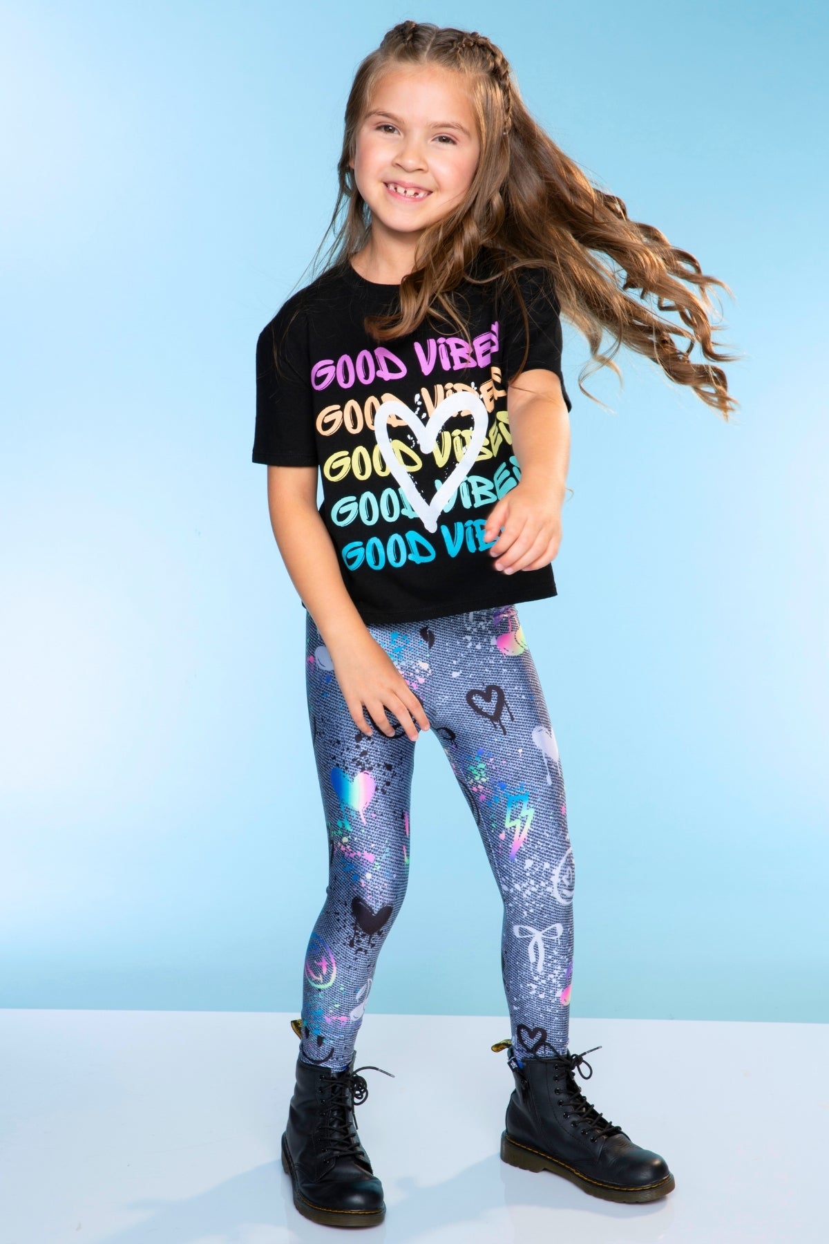 High Shine Long Legging - Black Stars