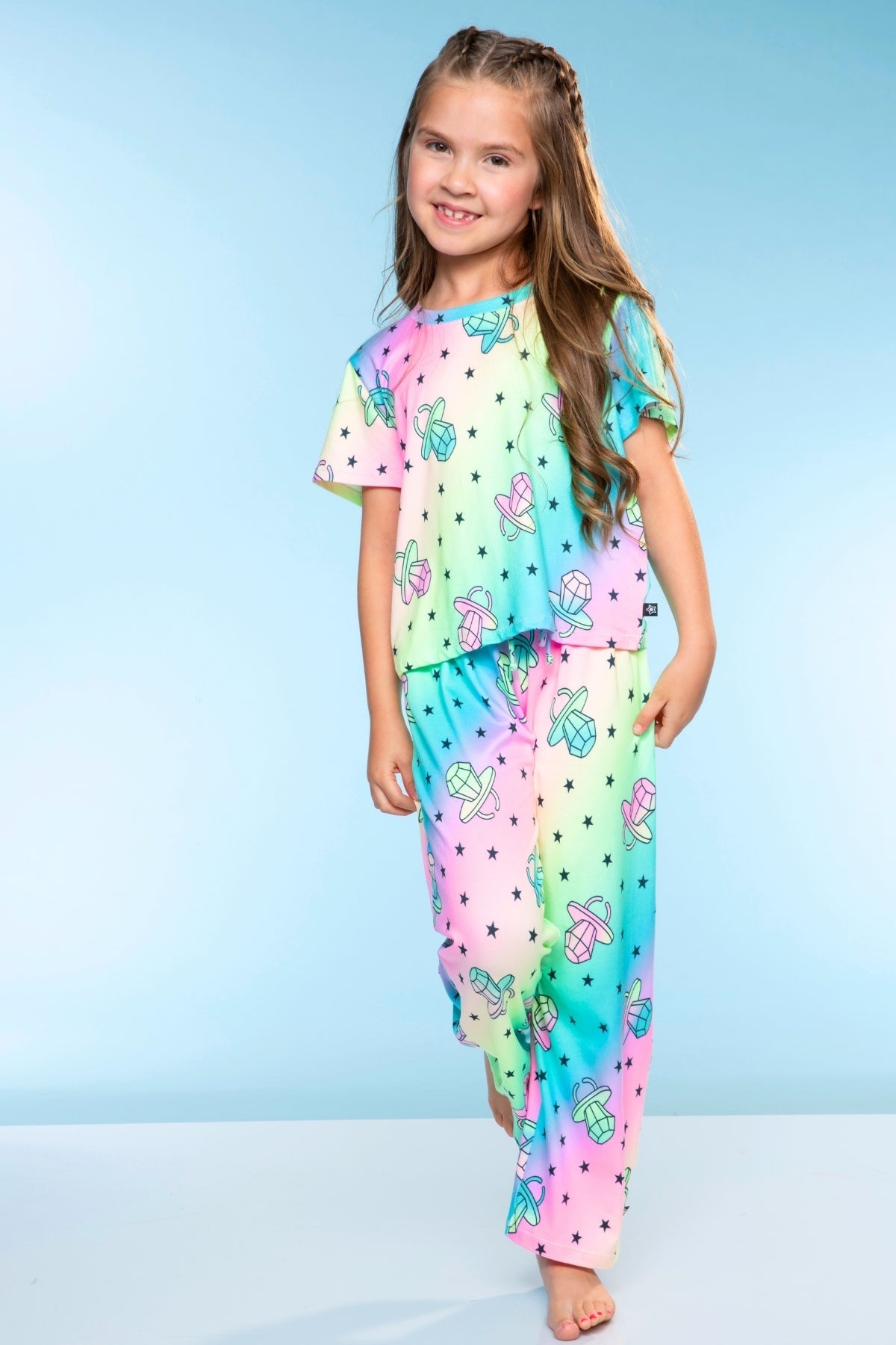 Simply Soft Easy Tee & Karate Pant - Dusty Pink Sticker Emojis