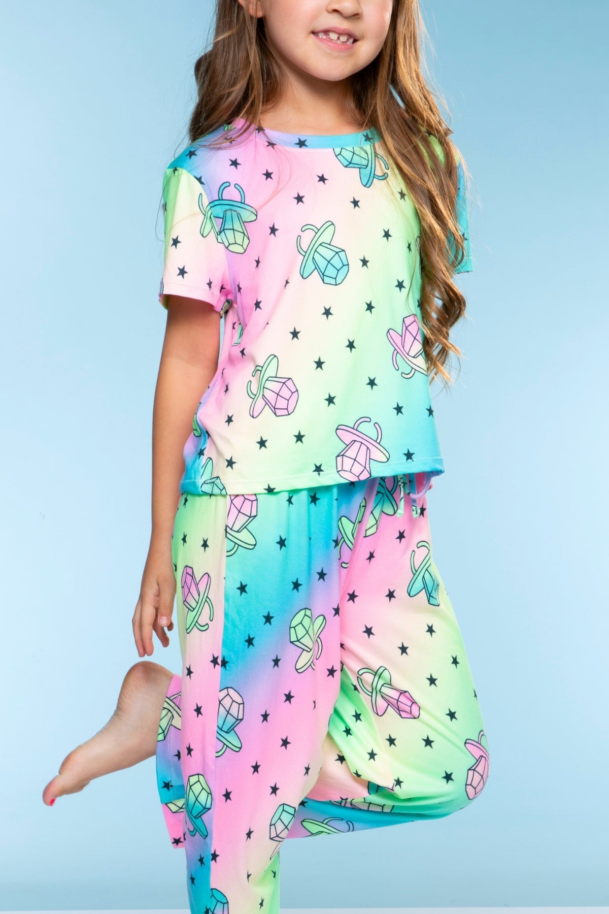 Simply Soft Easy Tee & Karate Pant - Dusty Pink Sticker Emojis