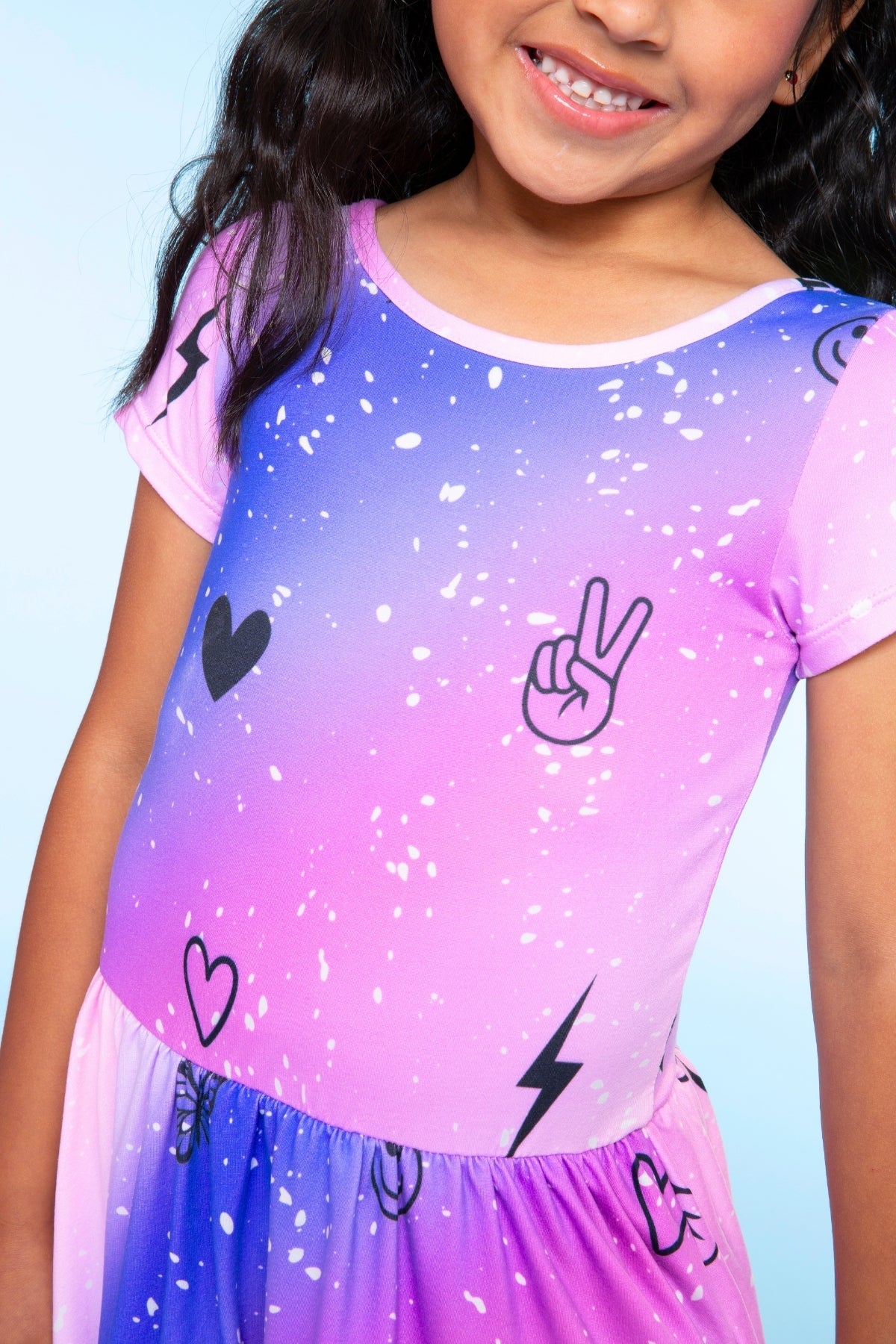 Simply Soft Short Sleeve Be Happy Dress - Tie Dye Rainbow Donuts