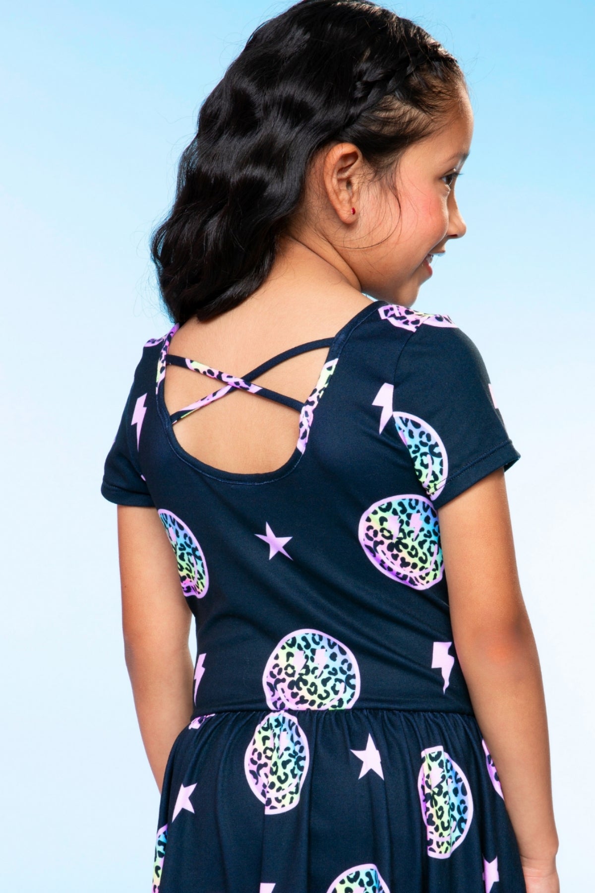 Simply Soft Short Sleeve Be Happy Dress - Tie Dye Rainbow Donuts