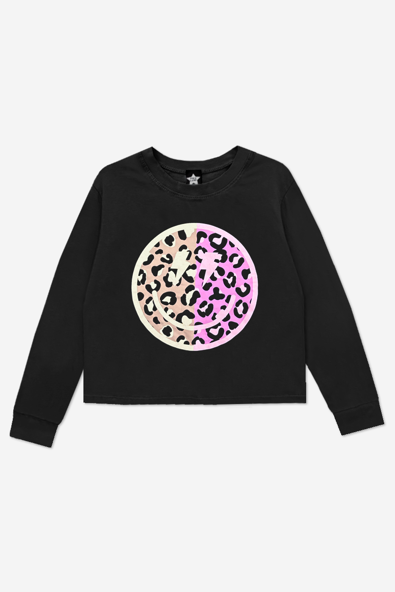 Washed Cotton Long Sleeve Easy Tee - Pink Bolt