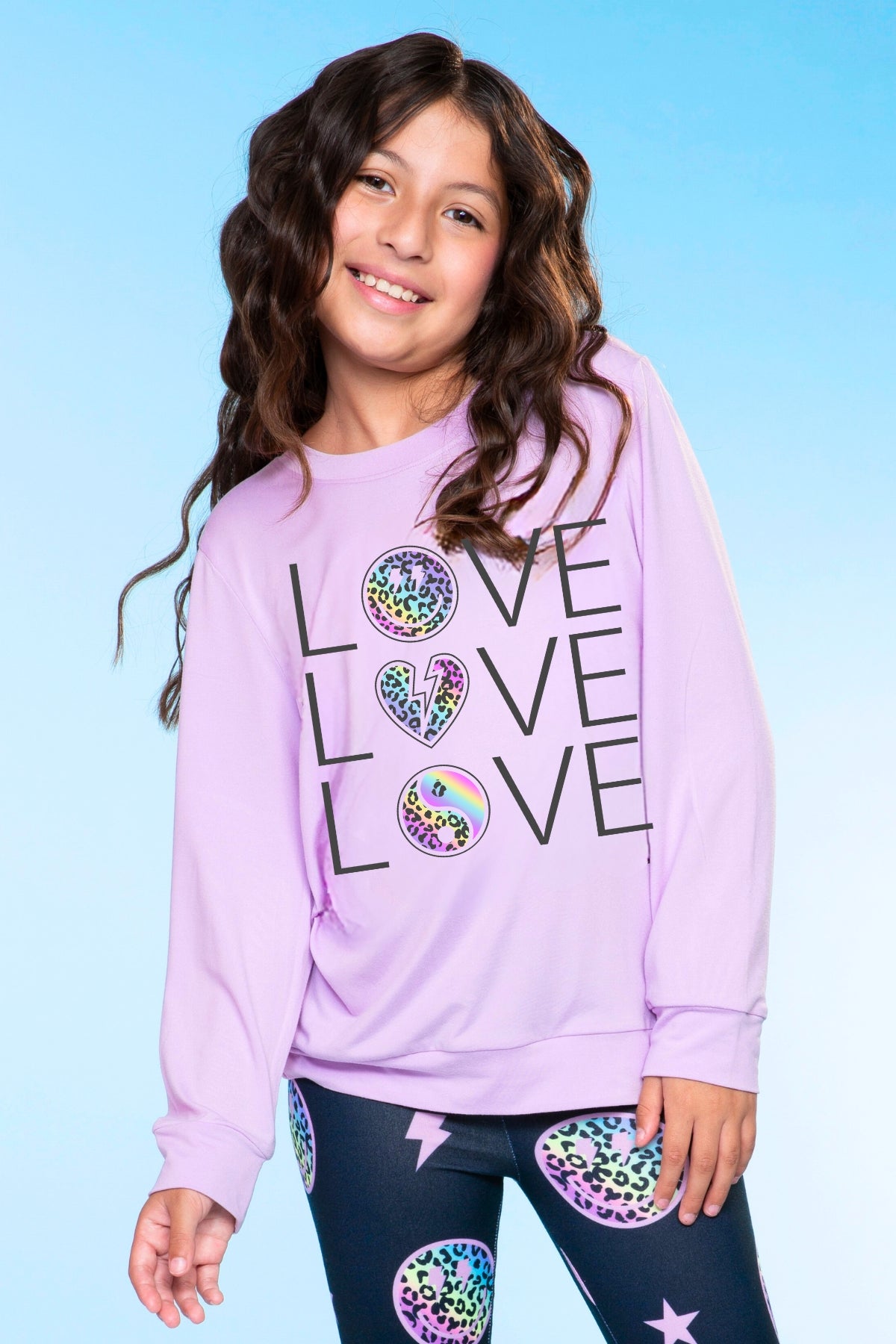 Simply Soft Long Sleeve Crew Top - Rainbow Graffiti Ice Cream