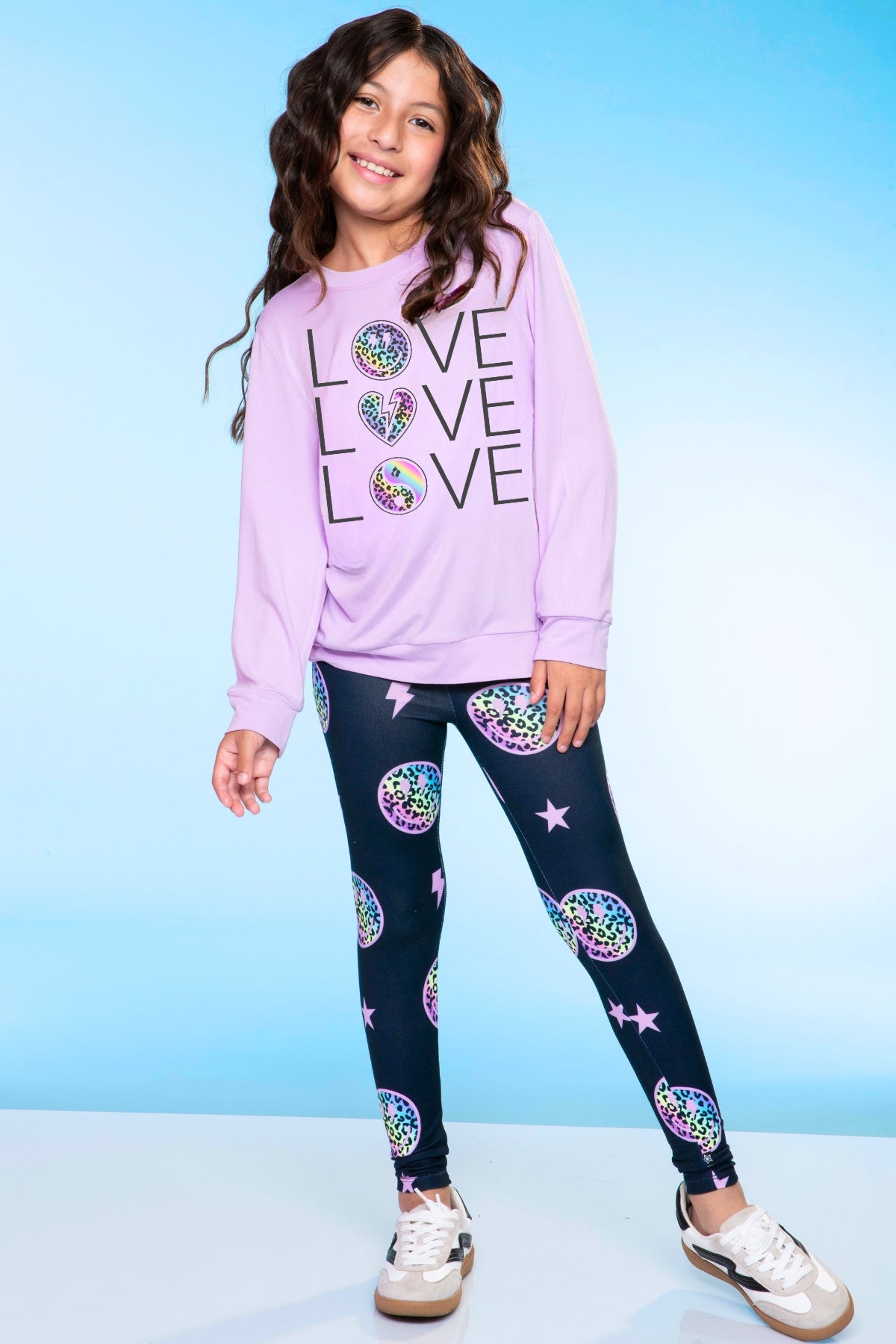 Simply Soft Long Sleeve Crew Top - Rainbow Graffiti Ice Cream