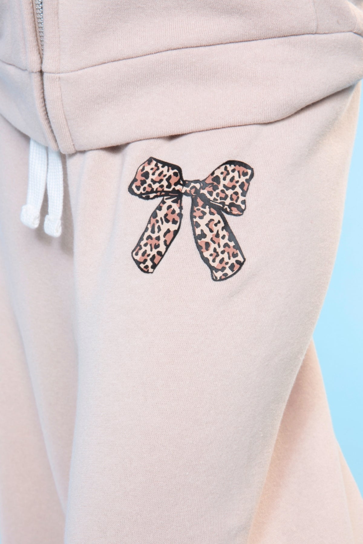 French Terry Luxe Wide Leg Sweatpant - Black Smile Leopard