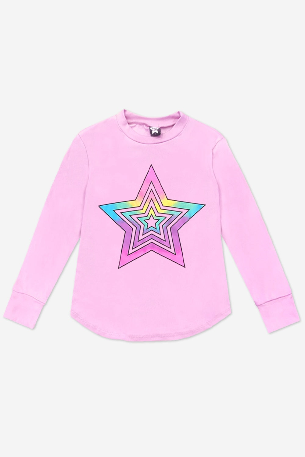Modal Long Sleeve Shirttail Top - Black Rainbow Peace Love