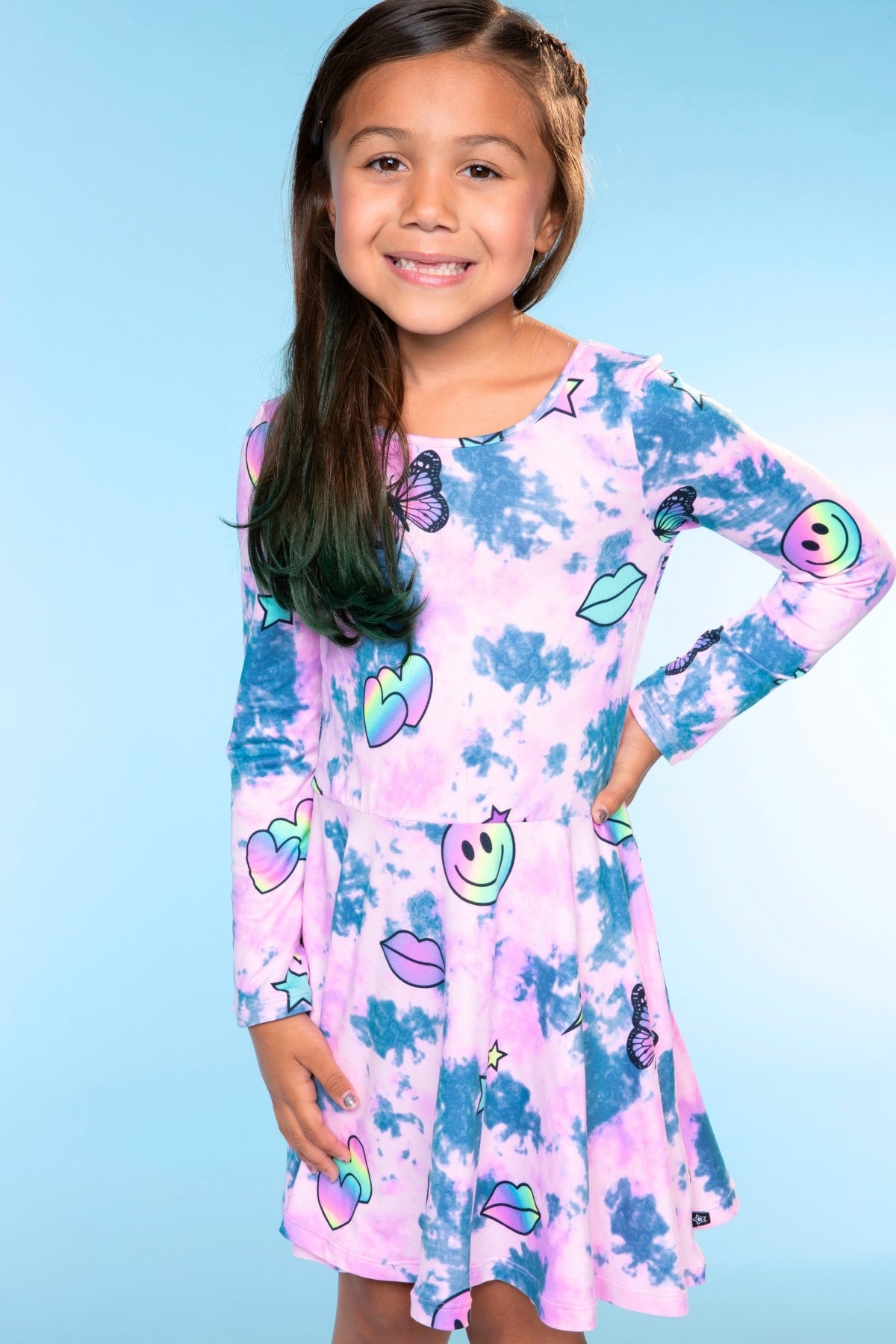 Simply Soft Long Sleeve Be Happy Dress.. - Purple Smile Retro