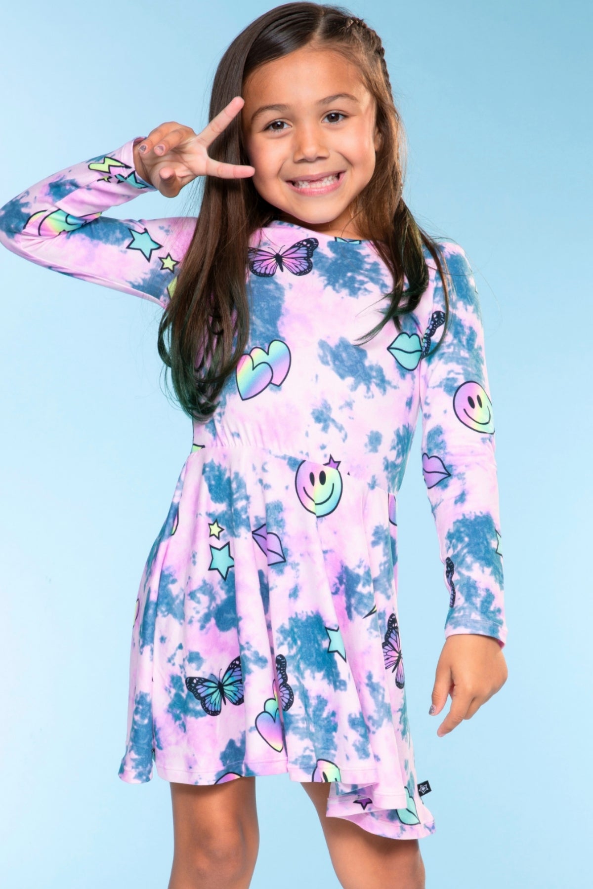 Simply Soft Long Sleeve Be Happy Dress.. - Camo Pink Graffiti Emojis