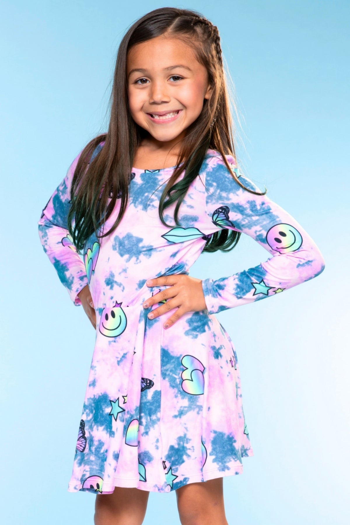 Simply Soft Long Sleeve Be Happy Dress.. - Purple Smile Retro
