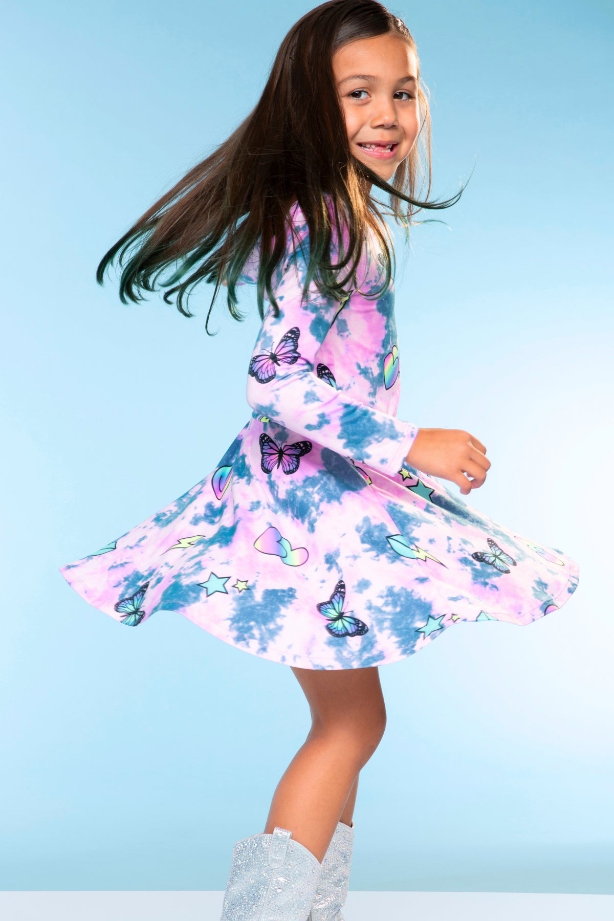 Simply Soft Long Sleeve Be Happy Dress.. - Purple Smile Retro