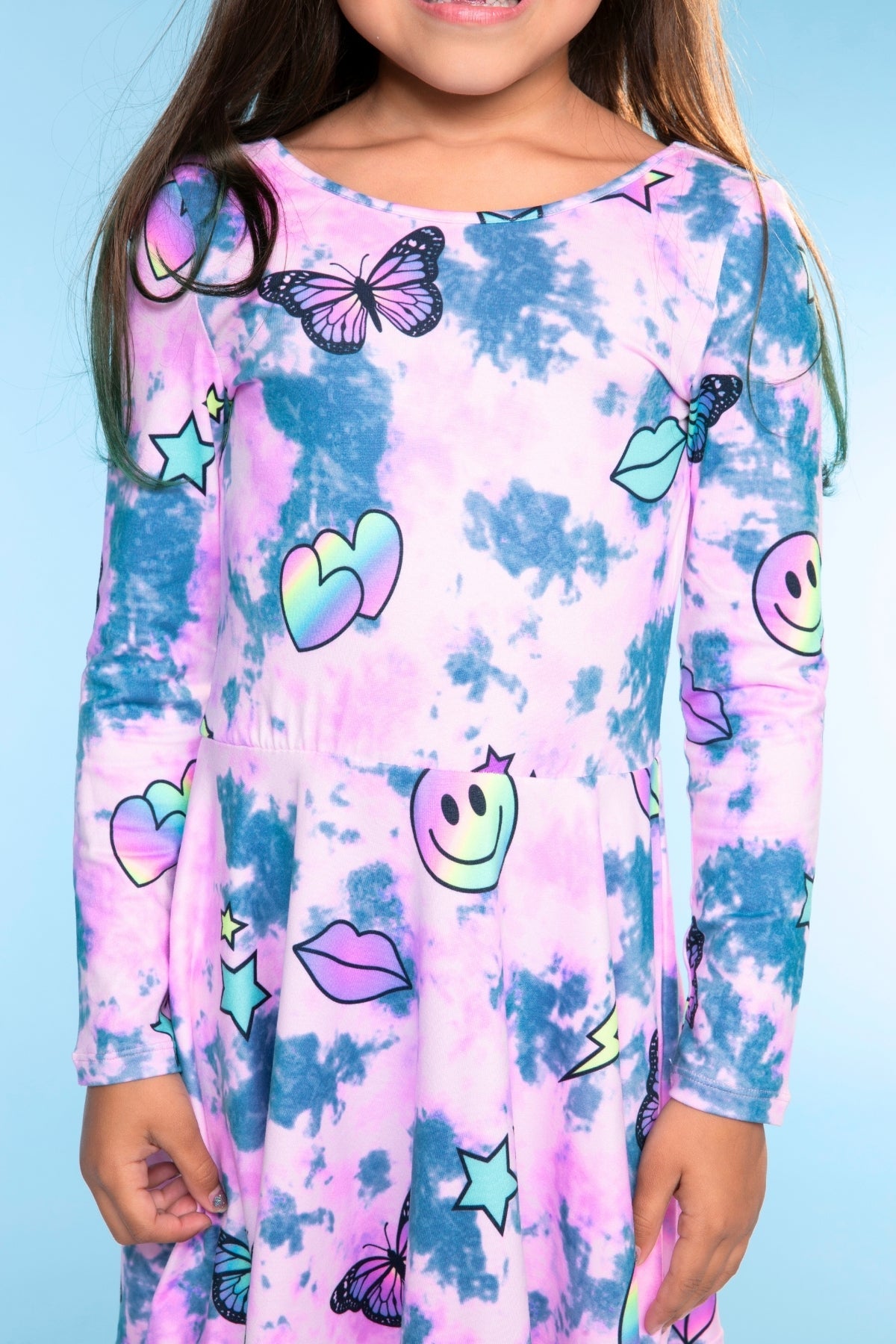 Simply Soft Long Sleeve Be Happy Dress.. - Purple Smile Retro