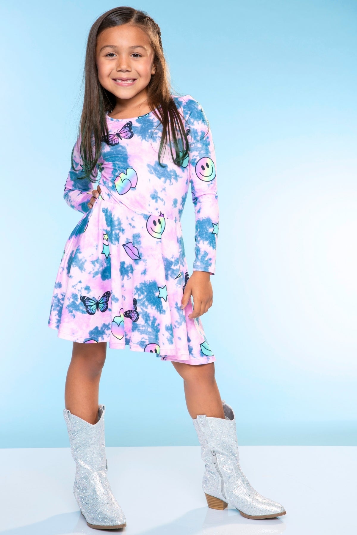Simply Soft Long Sleeve Be Happy Dress.. - Purple Smile Retro